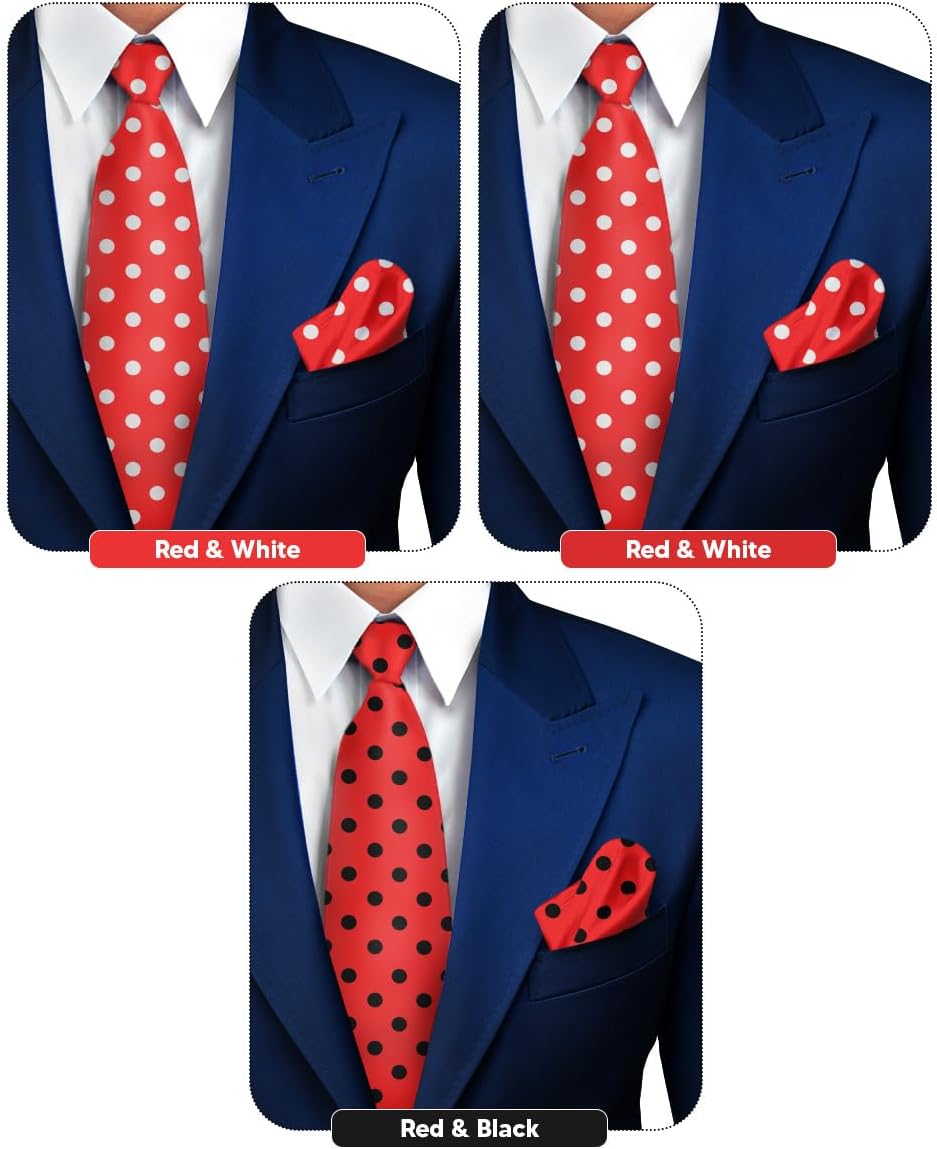 Vittorio Farina Polka Dot Necktie &amp; Pocket Square Multipacks - NH-PD-3_RED - Classy Cufflinks
