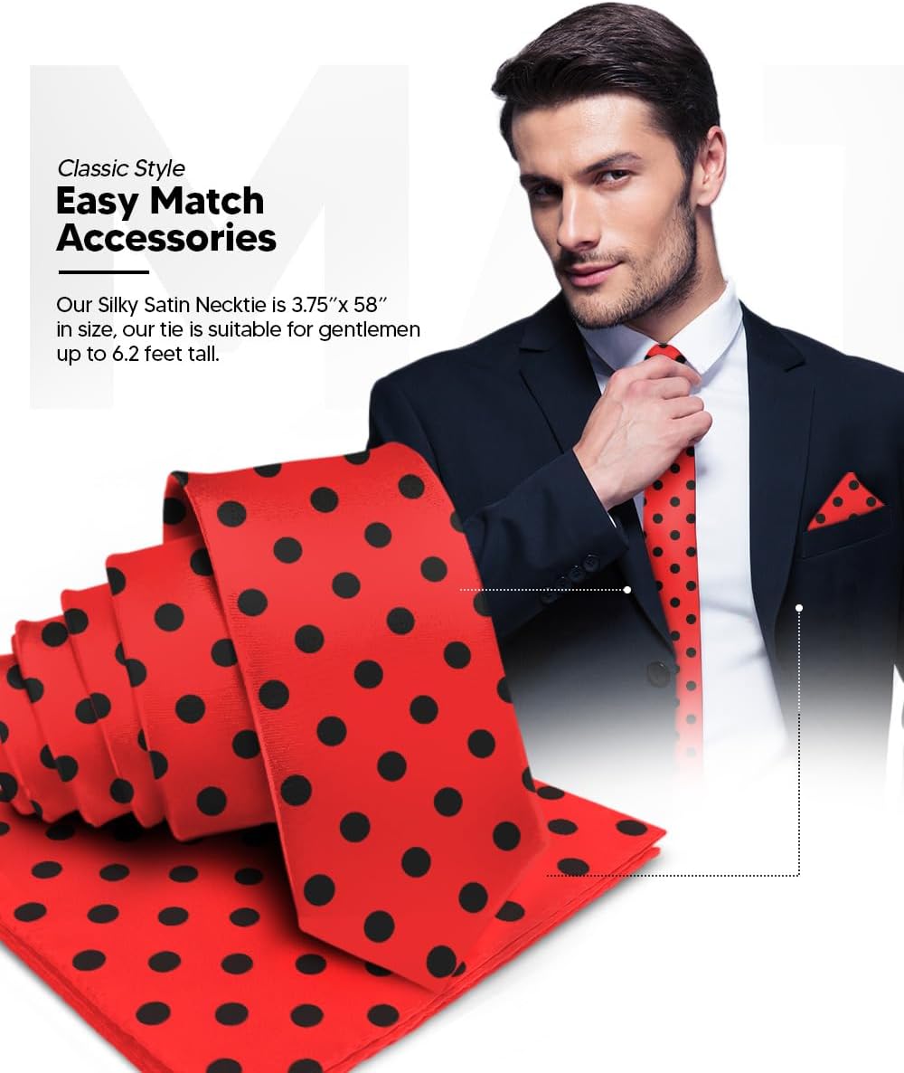 Vittorio Farina Polka Dot Necktie &amp; Pocket Square Multipacks - NH-PD-3_RED - Classy Cufflinks