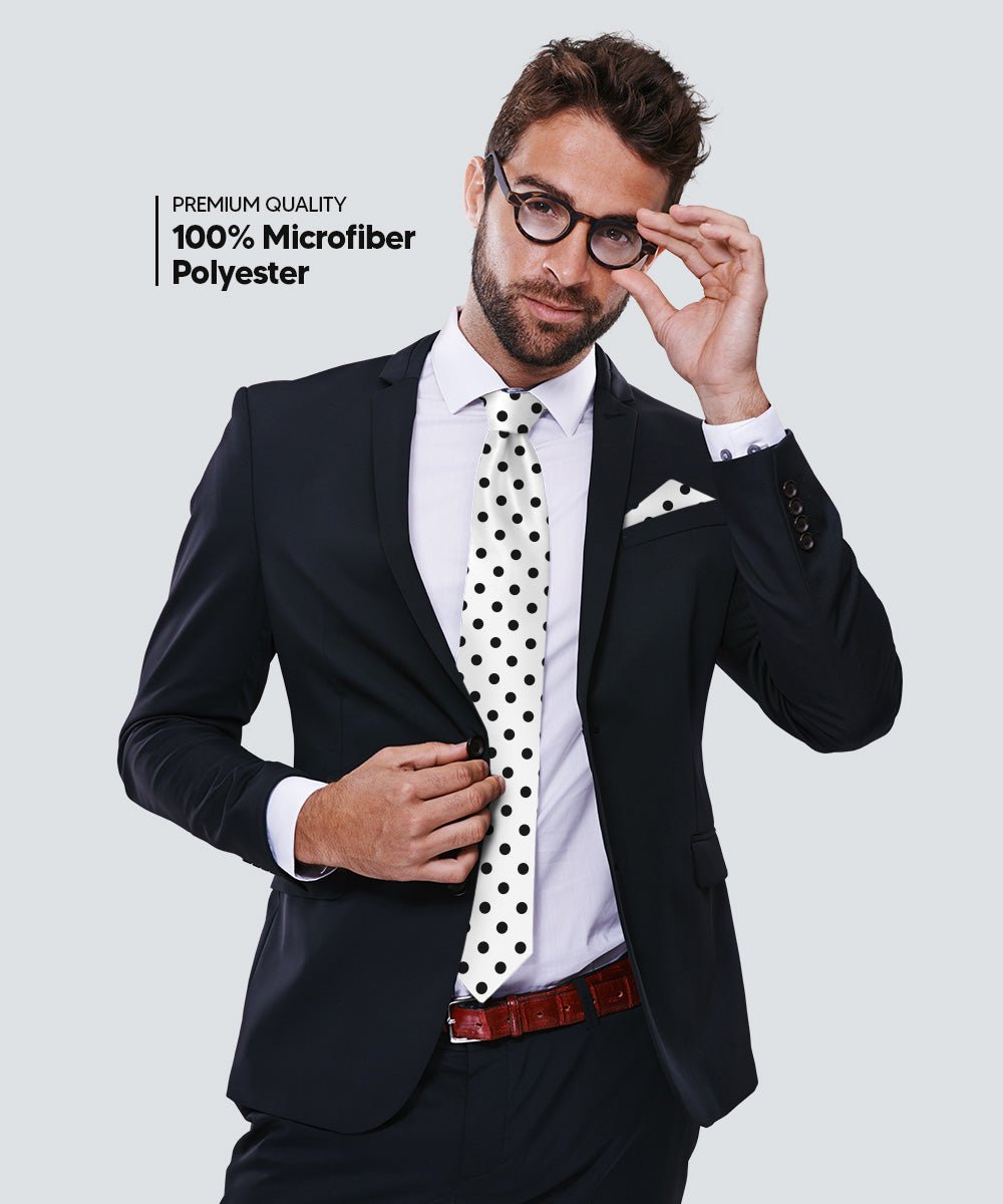Vittorio Farina Polka Dot Necktie &amp; Pocket Square Multipacks - NH - PD - 3_WHITE - Classy Cufflinks