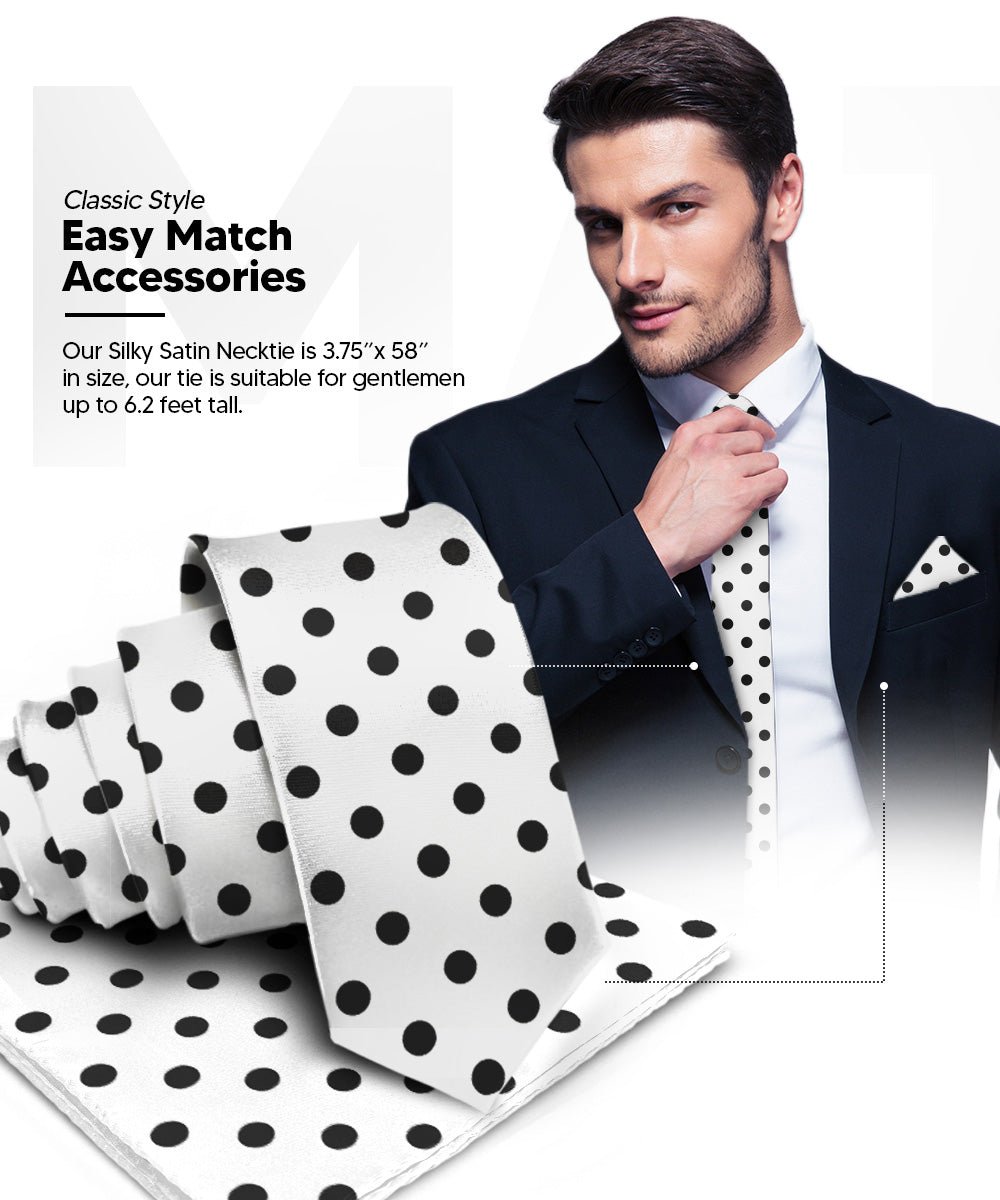 Vittorio Farina Polka Dot Necktie &amp; Pocket Square Multipacks - NH - PD - 3_WHITE - Classy Cufflinks