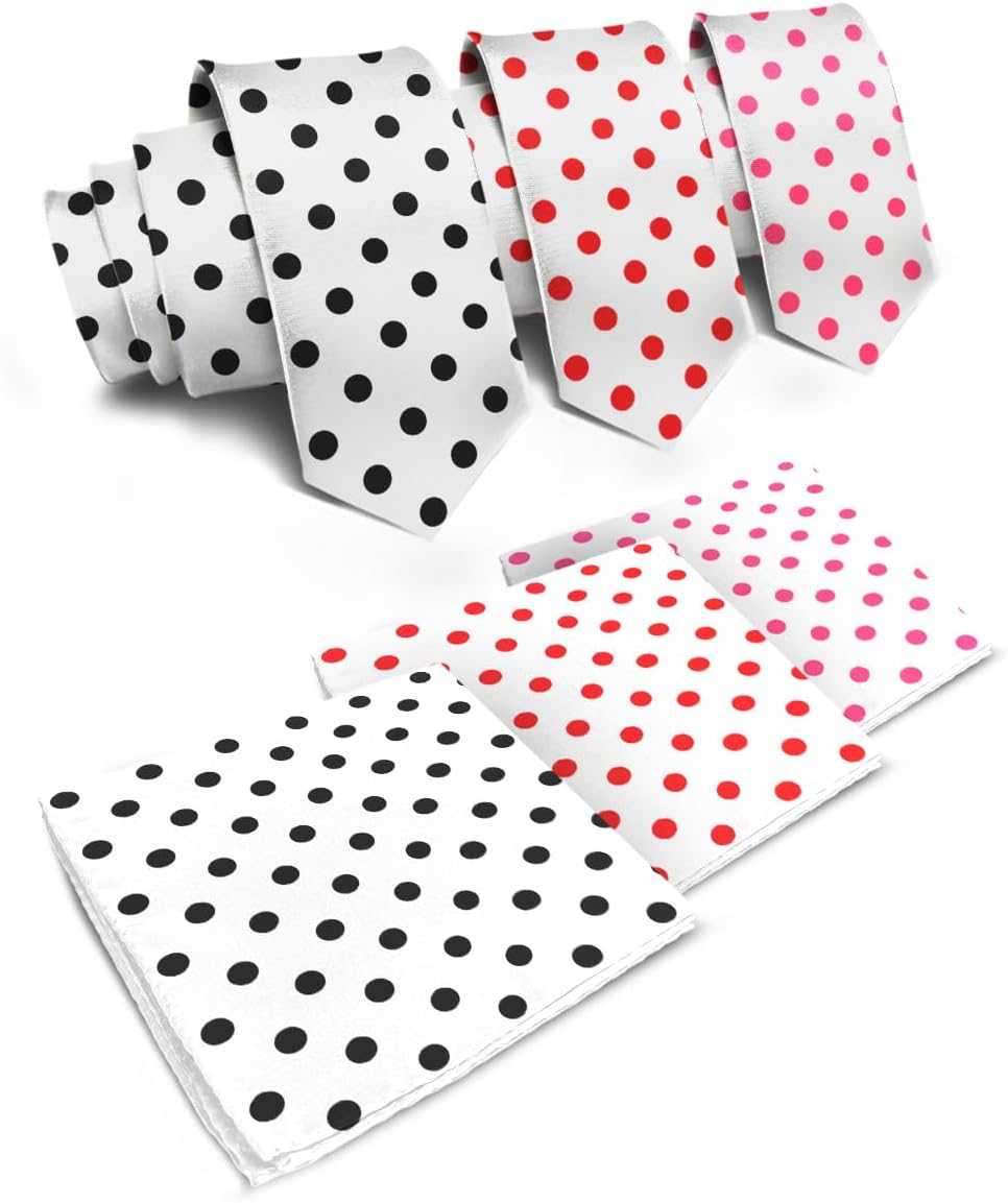 Vittorio Farina Polka Dot Necktie &amp; Pocket Square Multipacks - NH-PD-3_WHITE - Classy Cufflinks