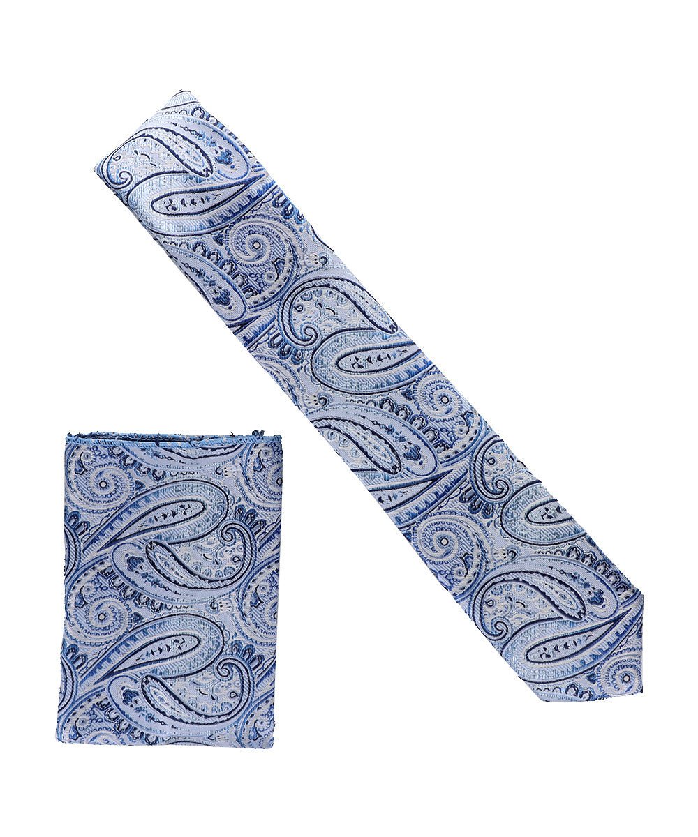 Vittorio Farina Skinny Designer Satin Necktie &amp; Pocket Square - NH - SD - 0034 - Classy Cufflinks