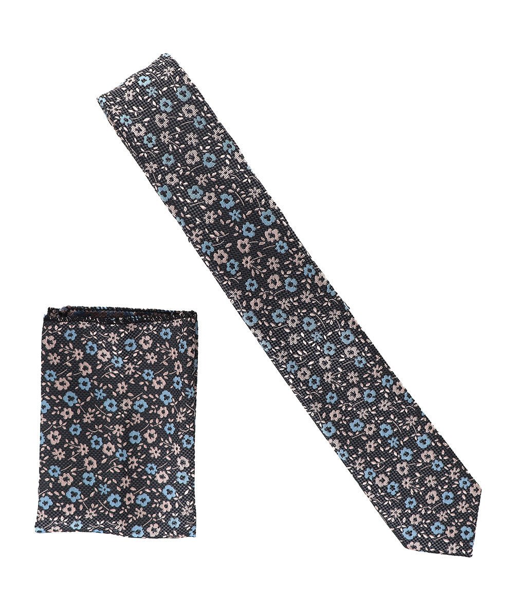 Vittorio Farina Skinny Designer Satin Necktie &amp; Pocket Square - NH - SD - 0037 - Classy Cufflinks
