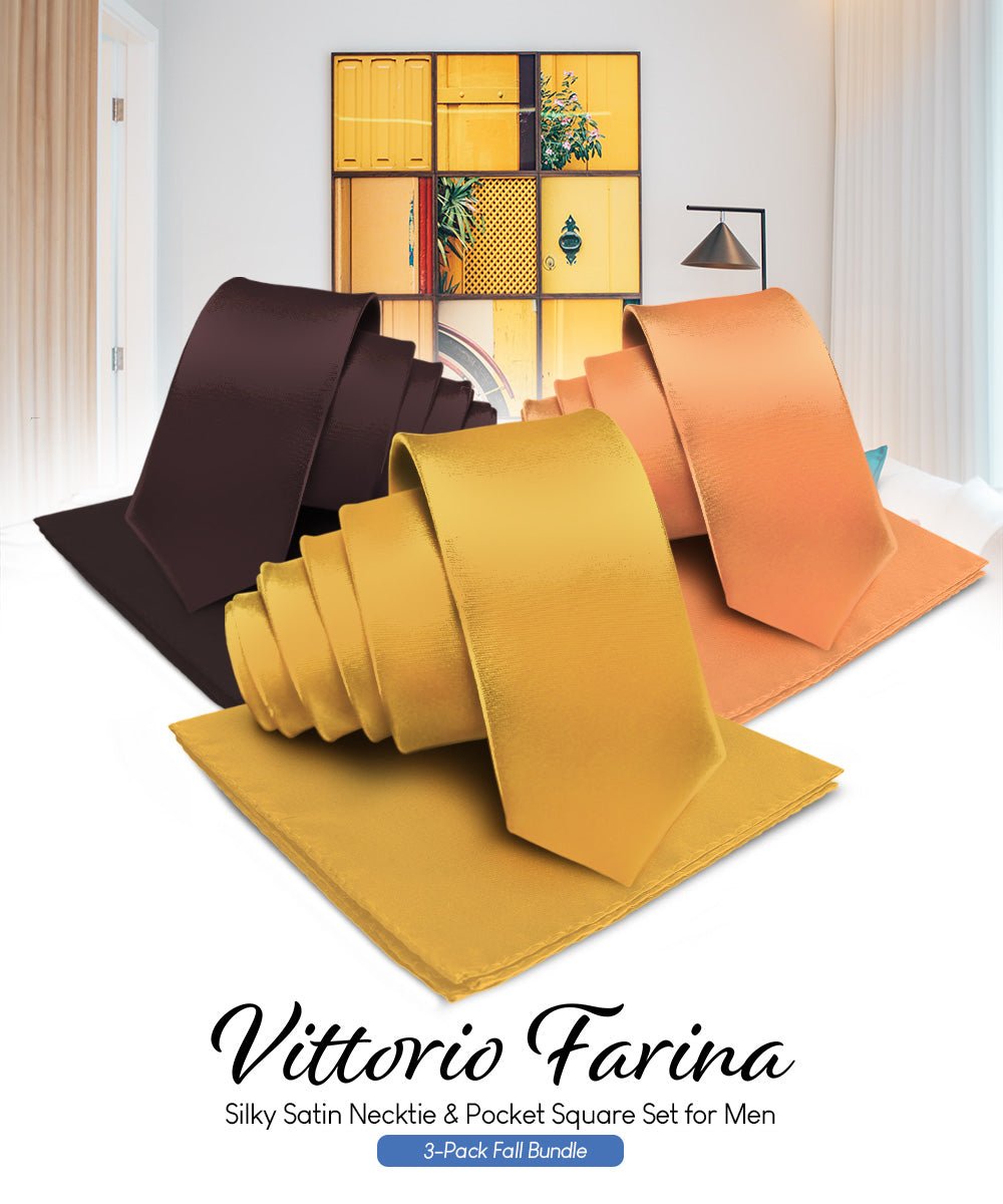 Vittorio Farina Solid Satin Necktie &amp; Pocket Square Multipacks - NH - SOLID - 3_FALL1 - Classy Cufflinks