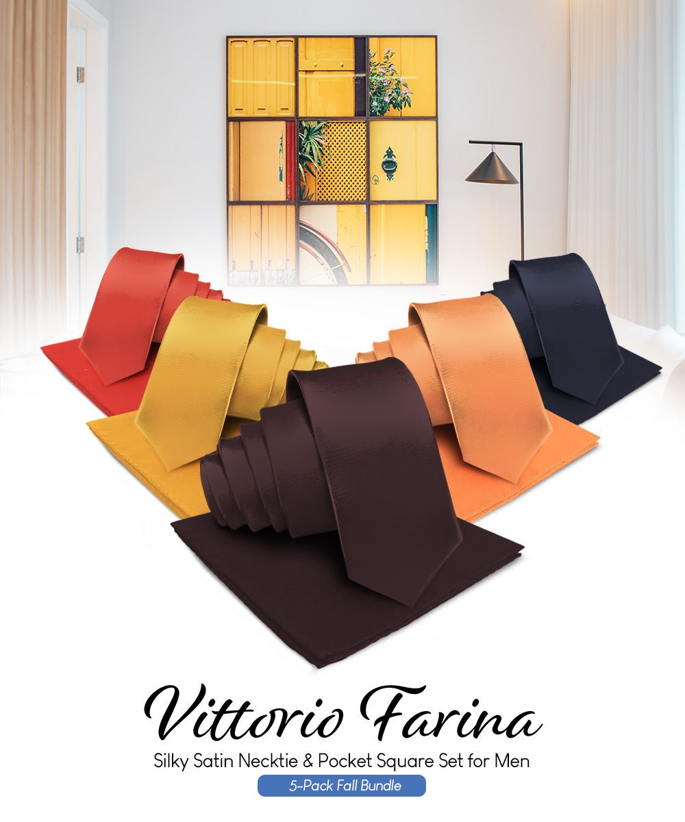Vittorio Farina Solid Satin Necktie &amp; Pocket Square Multipacks - NH - SOLID - 5_FALL1 - Classy Cufflinks