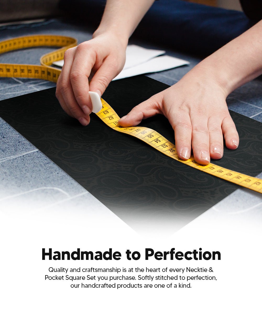 Vittorio Farina Woven Paisley Necktie &amp; Pocket Square Multipacks - NH - WP - 3_BLACK - Classy Cufflinks