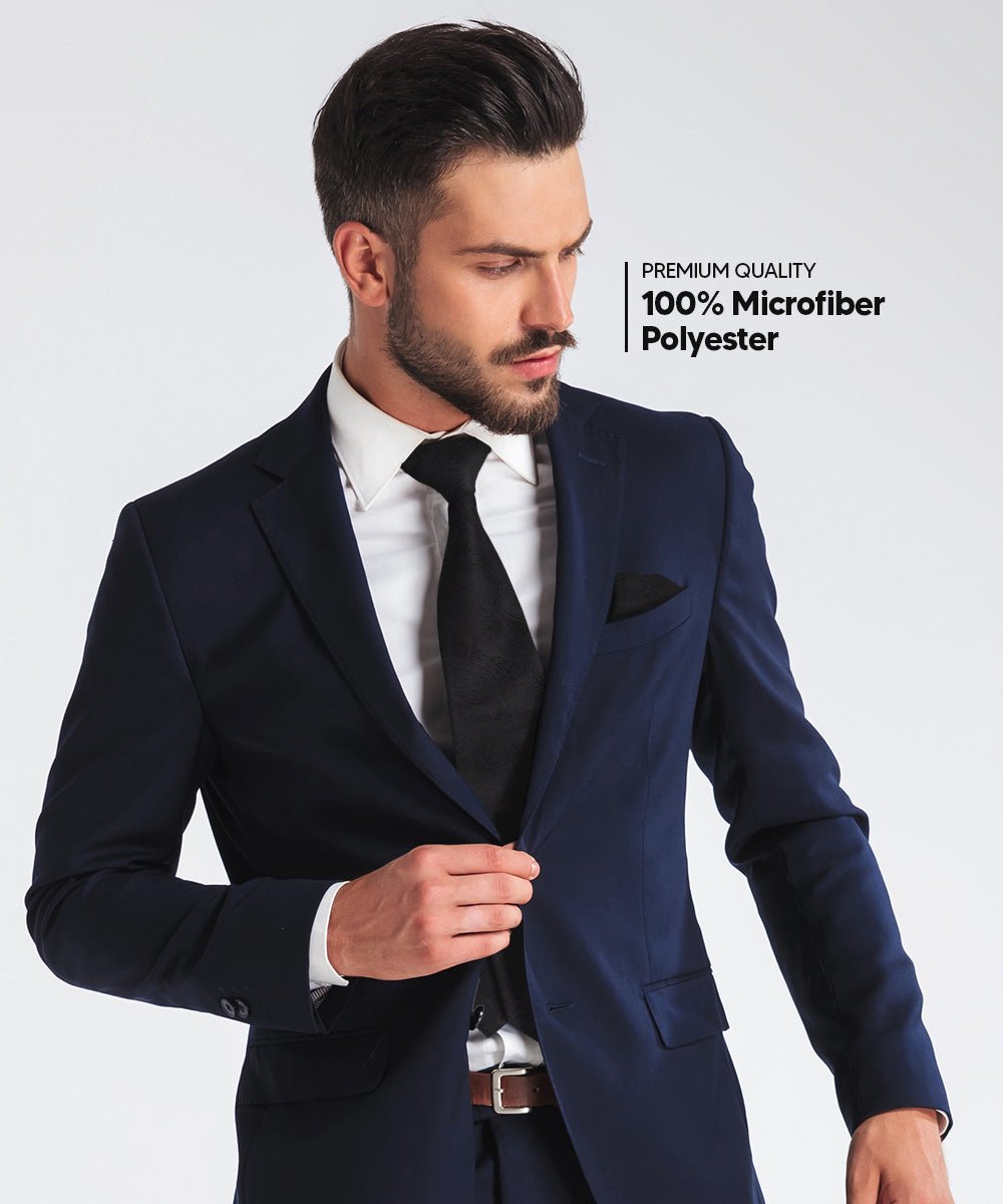 Vittorio Farina Woven Paisley Necktie &amp; Pocket Square Multipacks - NH - WP - 3_BLACK - Classy Cufflinks