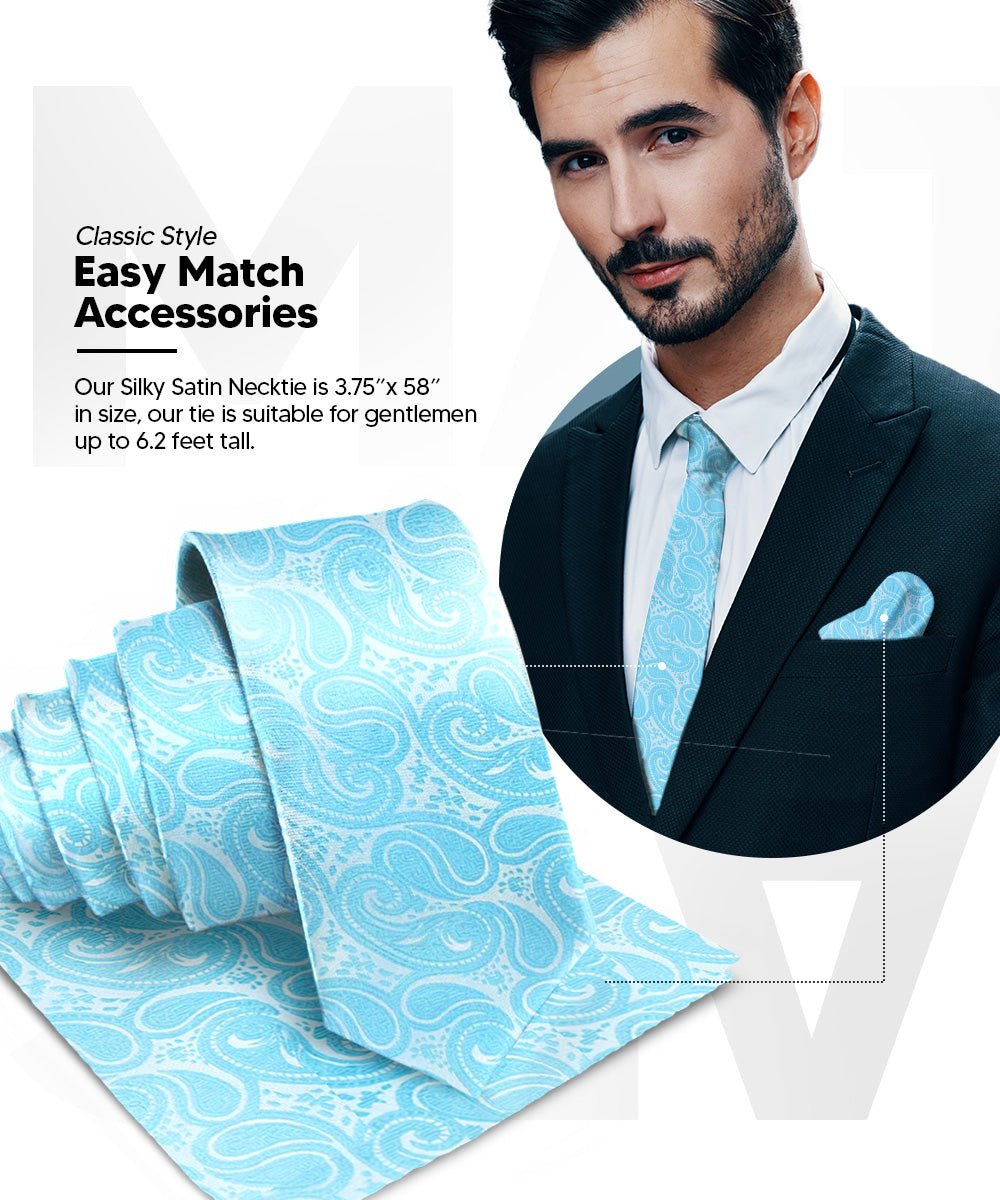 Vittorio Farina Woven Paisley Necktie &amp; Pocket Square Multipacks - NH - WP - 3_BLUE - Classy Cufflinks