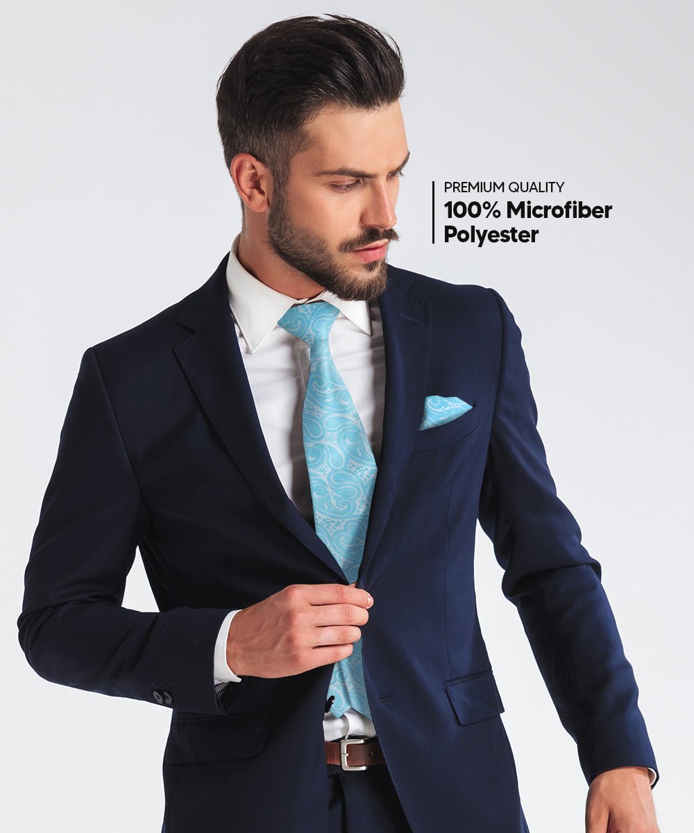 Vittorio Farina Woven Paisley Necktie &amp; Pocket Square Multipacks - NH - WP - 3_BLUE - Classy Cufflinks