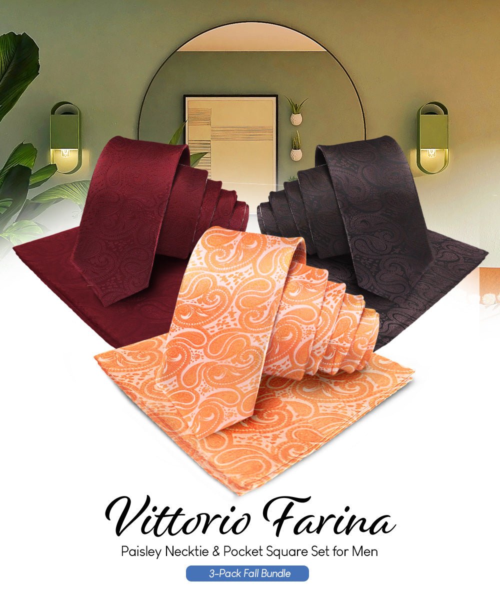 Vittorio Farina Woven Paisley Necktie &amp; Pocket Square Multipacks - NH - WP - 3_FALL1 - Classy Cufflinks