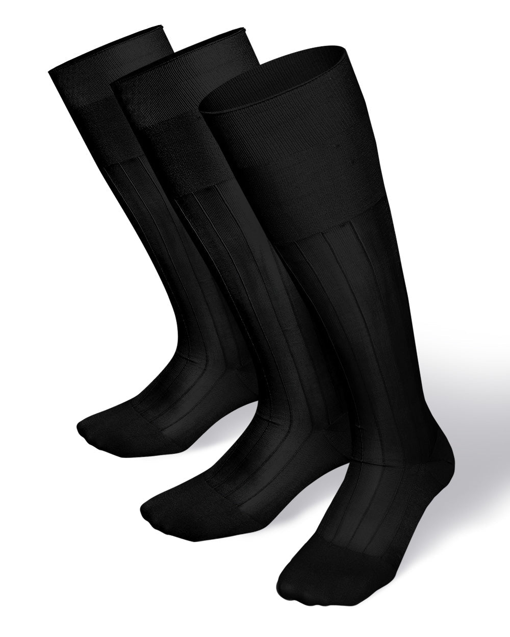 Vittorio Farina Men's Ribbed Shear Nylon Over The Calf Dress Socks - o - c - black - l1 - 12 - Classy Cufflinks