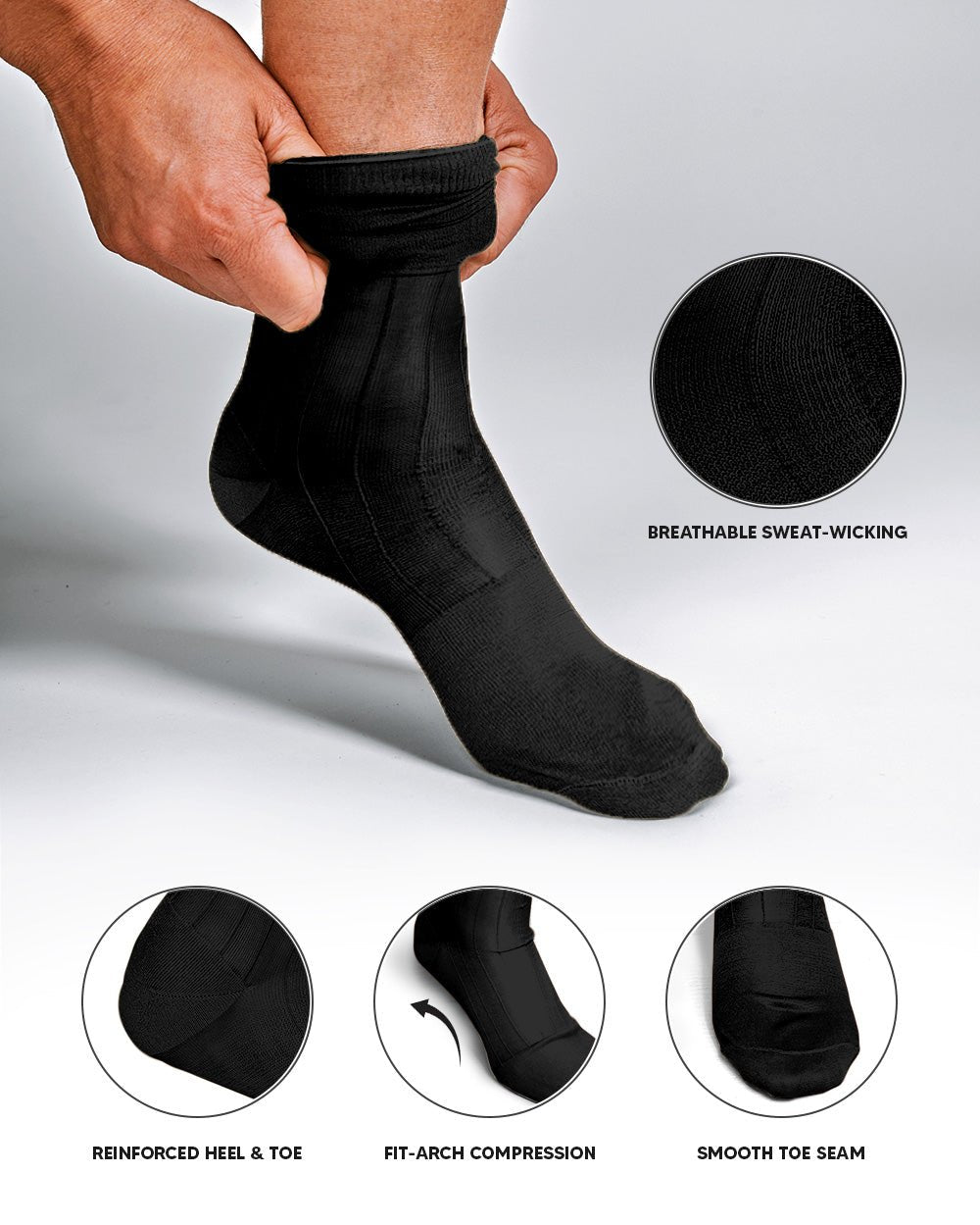 Vittorio Farina Men's Ribbed Shear Nylon Over The Calf Dress Socks - o - c - black - l1 - 3 - Classy Cufflinks