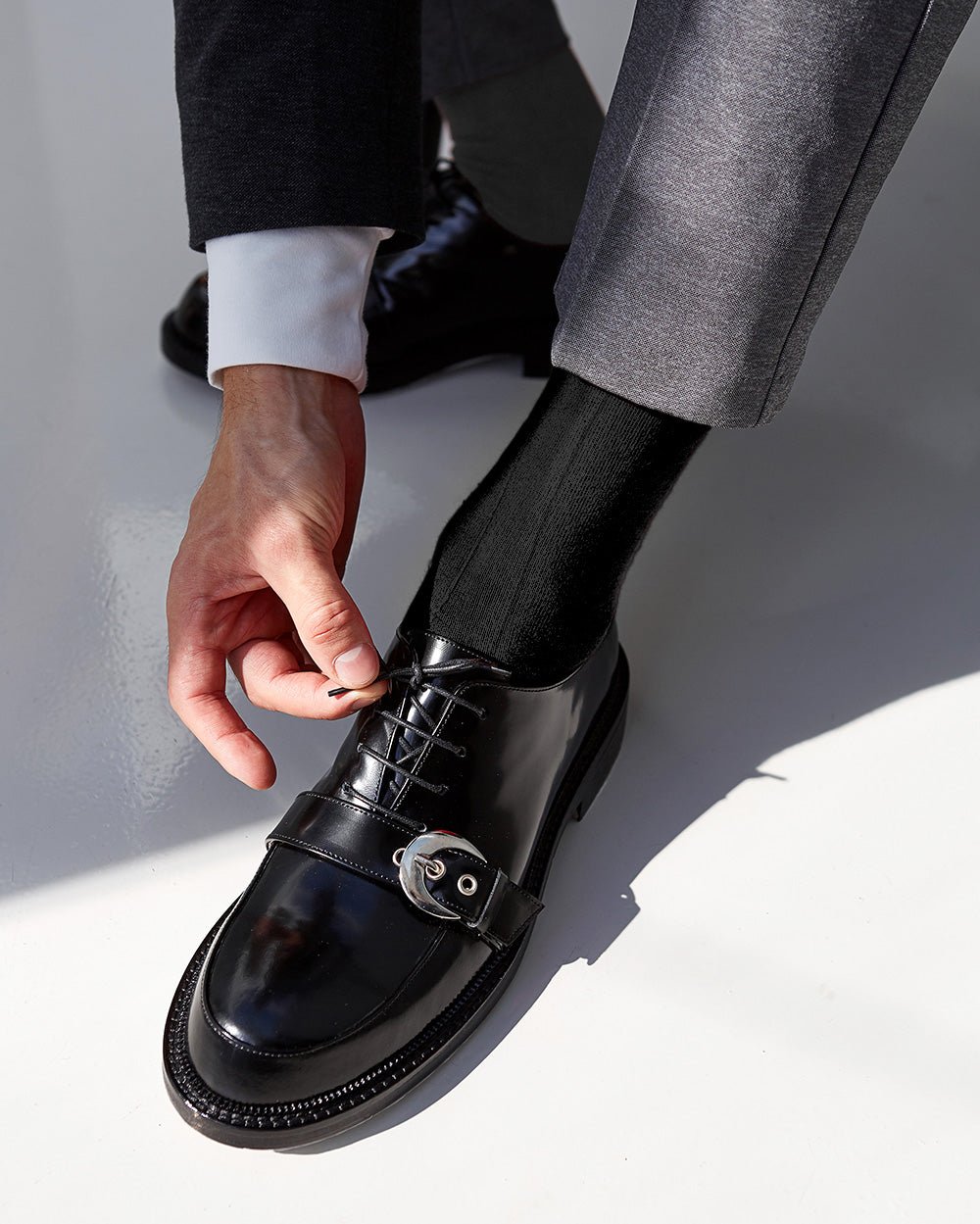 Vittorio Farina Men's Ribbed Shear Nylon Over The Calf Dress Socks - o - c - black - l1 - 3 - Classy Cufflinks