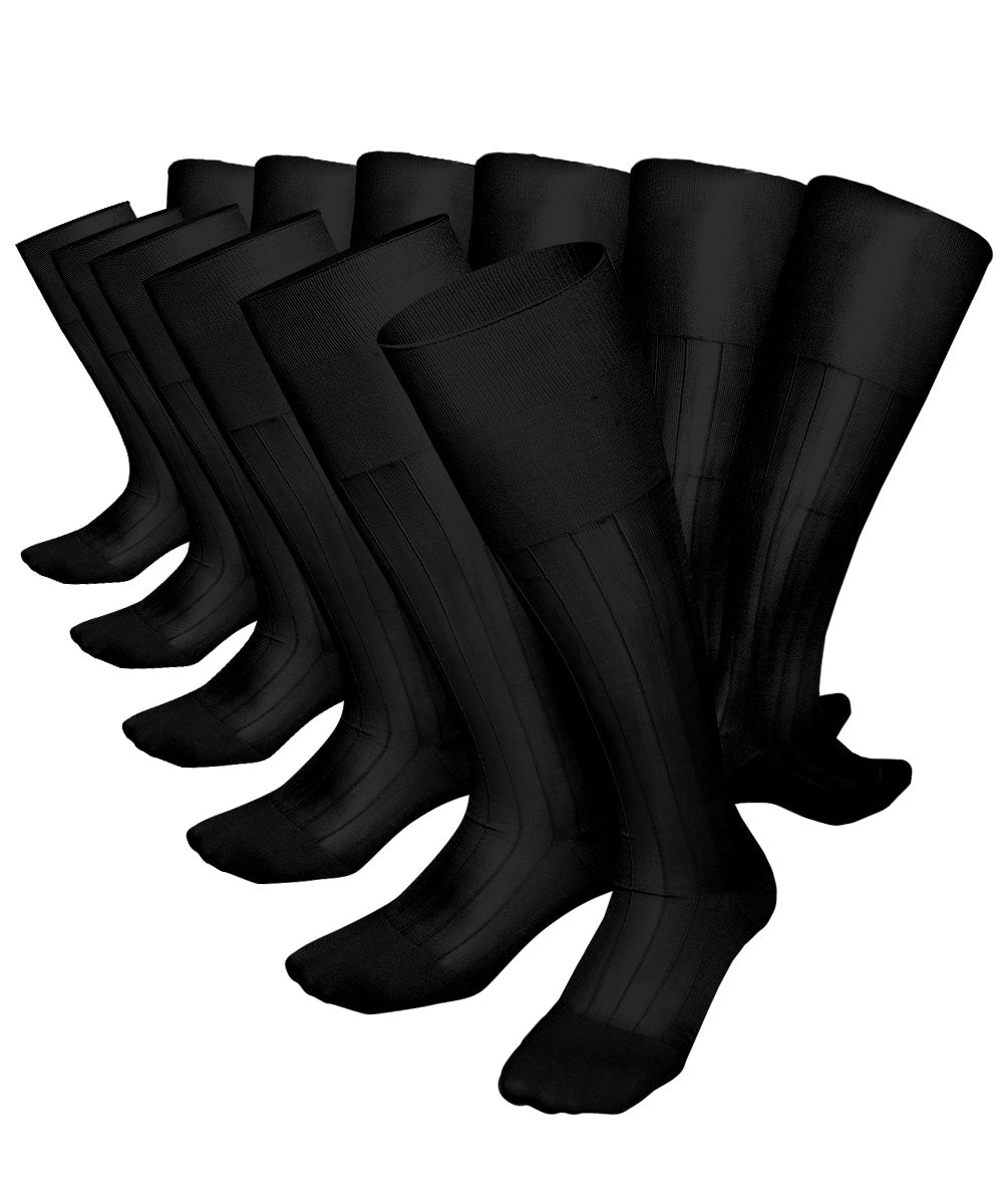 Vittorio Farina Men's Ribbed Shear Nylon Over The Calf Dress Socks - o - c - black - l1 - 3 - Classy Cufflinks