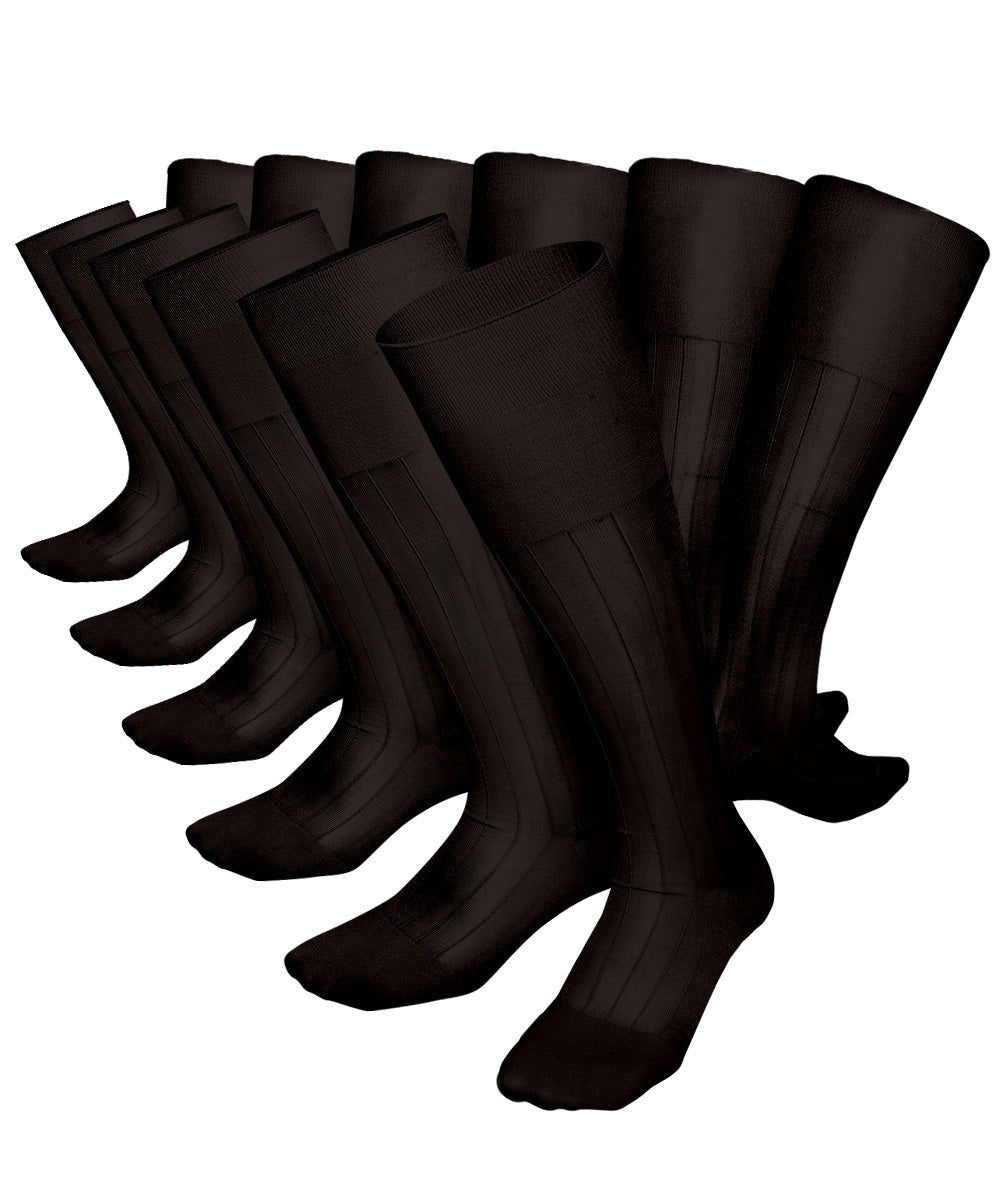 Vittorio Farina Men's Ribbed Shear Nylon Over The Calf Dress Socks - o - c - brown - 3 - Classy Cufflinks