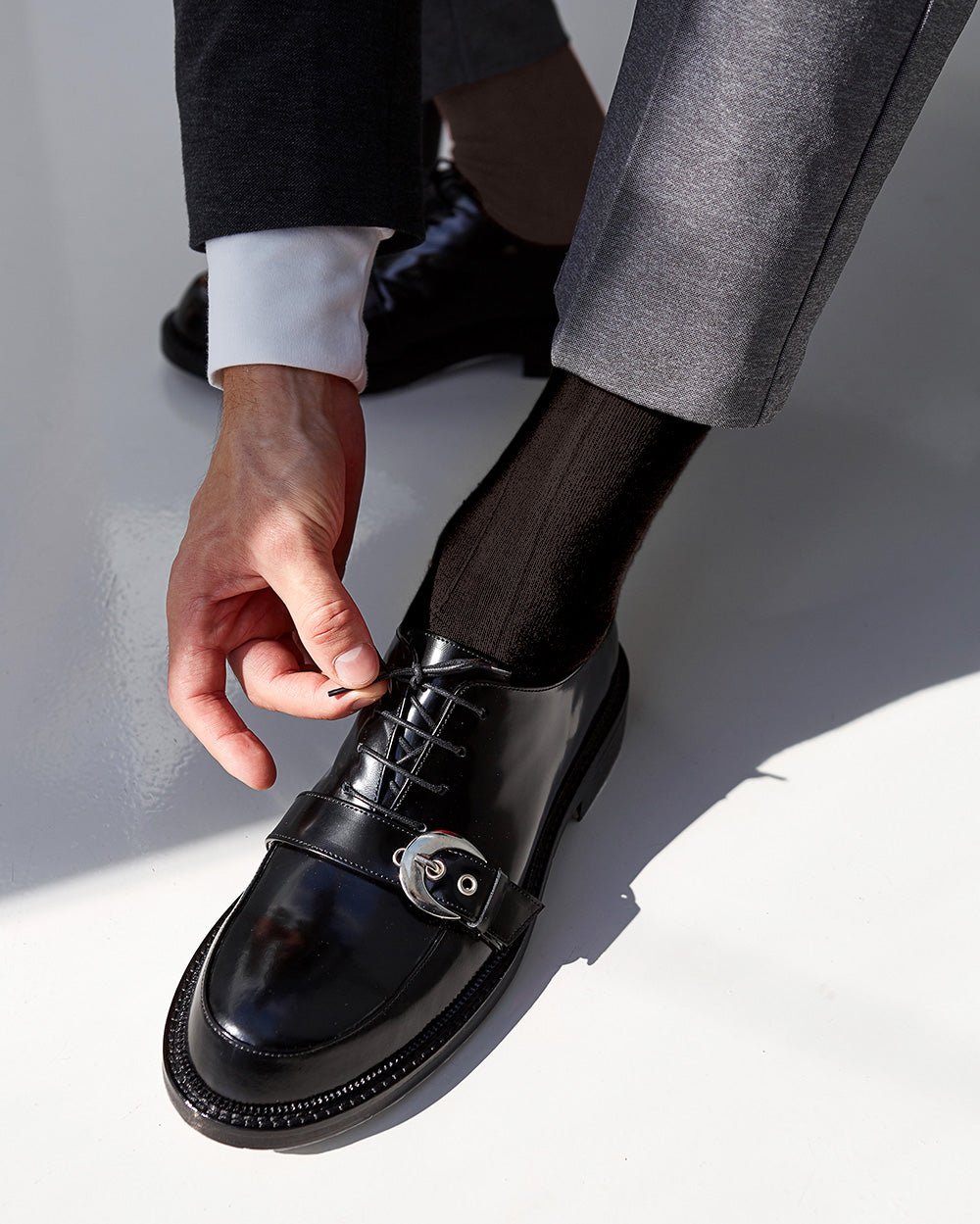 Vittorio Farina Men's Ribbed Shear Nylon Over The Calf Dress Socks - o - c - brown - 3 - Classy Cufflinks