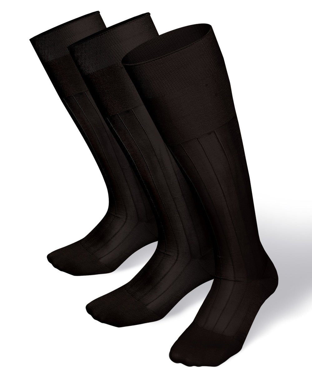 Vittorio Farina Men's Ribbed Shear Nylon Over The Calf Dress Socks - o - c - brown - 3 - Classy Cufflinks