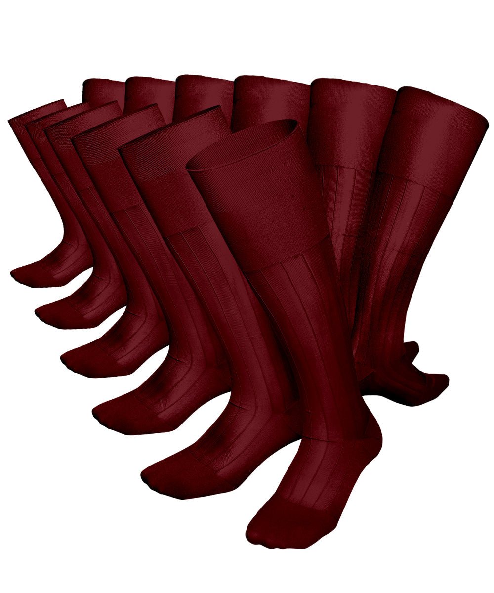 Vittorio Farina Men's Ribbed Shear Nylon Over The Calf Dress Socks - o - c - burgundy - 3 - Classy Cufflinks