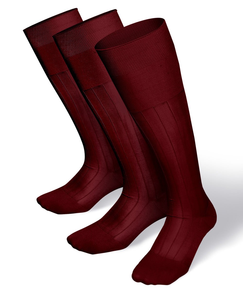 Vittorio Farina Men's Ribbed Shear Nylon Over The Calf Dress Socks - o - c - burgundy - 3 - Classy Cufflinks