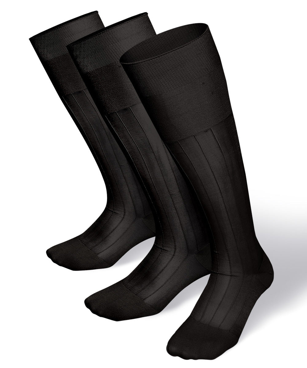 Vittorio Farina Men's Ribbed Shear Nylon Over The Calf Dress Socks - o - c - charcoal - 3 - Classy Cufflinks