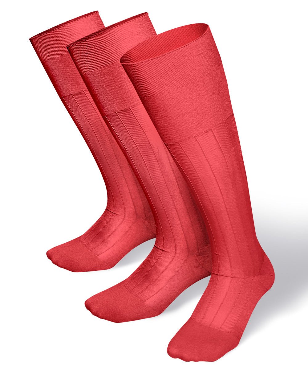 Vittorio Farina Men's Ribbed Shear Nylon Over The Calf Dress Socks - o - c - coral - 3 - Classy Cufflinks