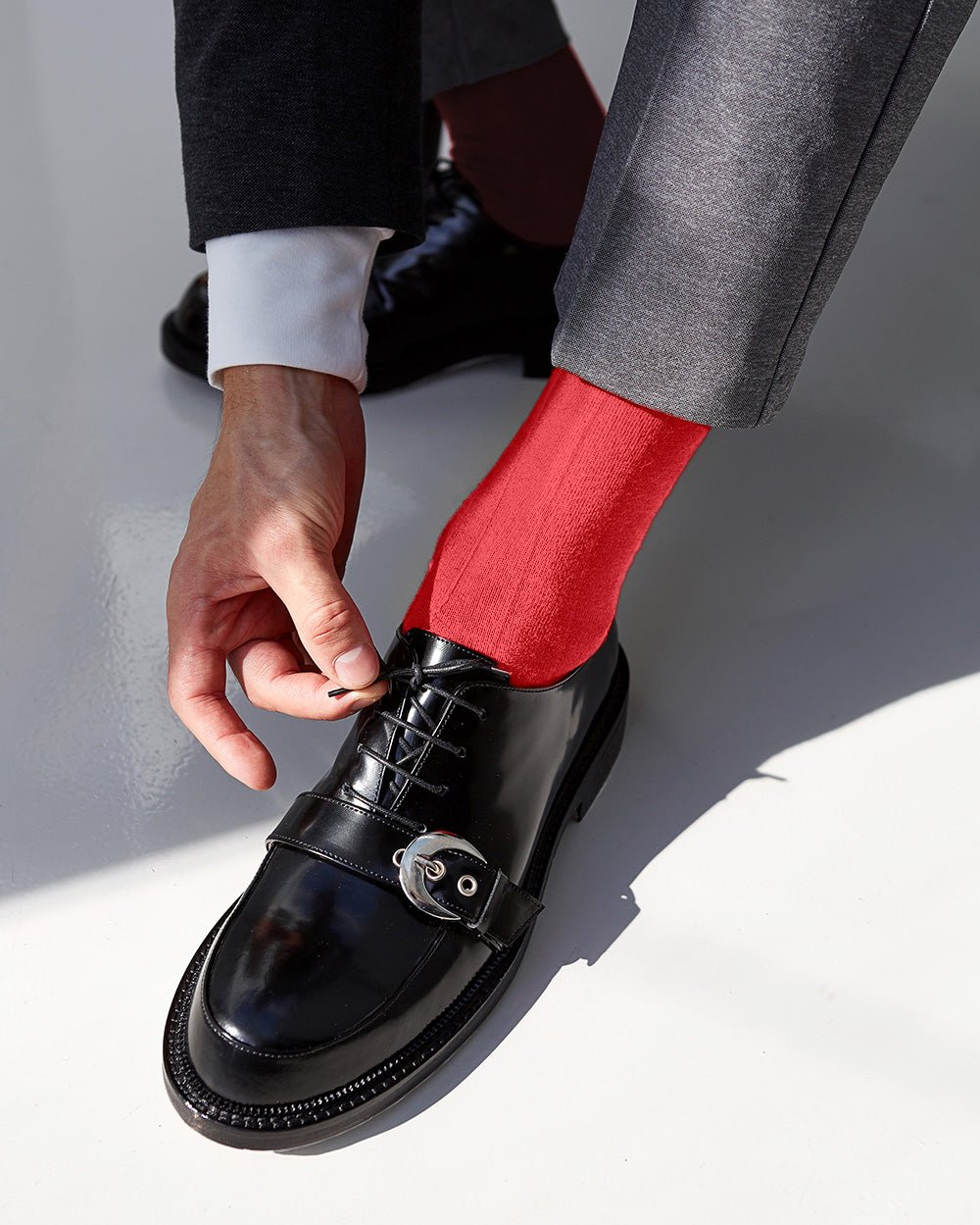 Vittorio Farina Men's Ribbed Shear Nylon Over The Calf Dress Socks - o - c - coral - 3 - Classy Cufflinks