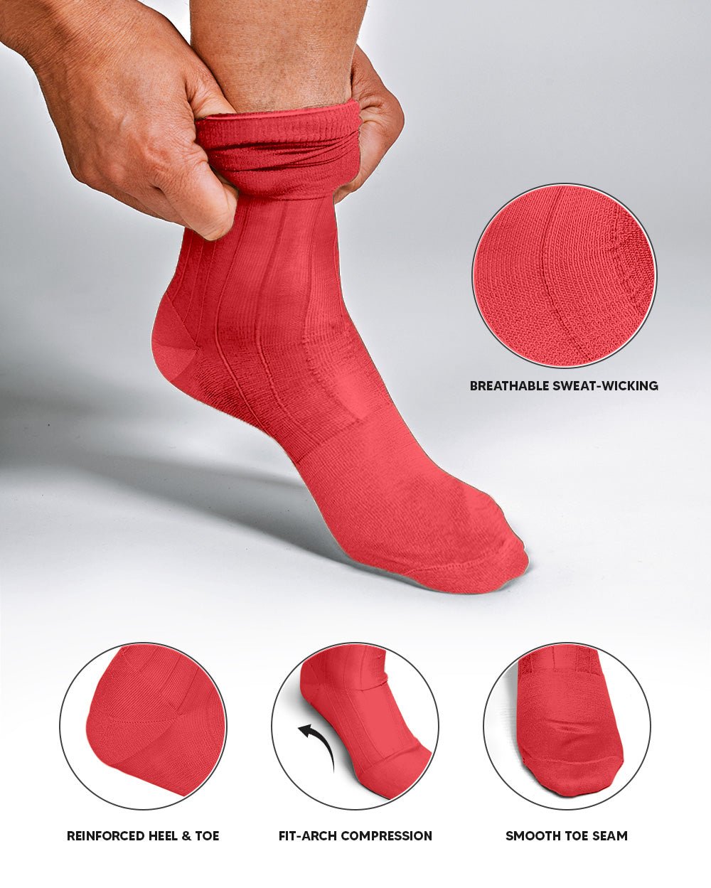 Vittorio Farina Men's Ribbed Shear Nylon Over The Calf Dress Socks - o - c - coral - 3 - Classy Cufflinks