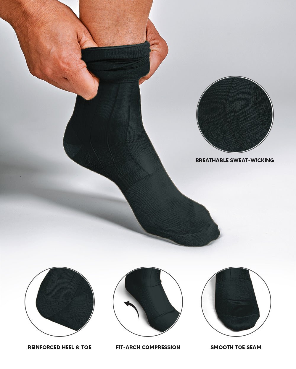 Vittorio Farina Men's Ribbed Shear Nylon Over The Calf Dress Socks - o - c - hunter - 3 - Classy Cufflinks
