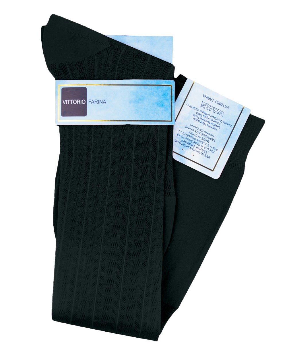 Vittorio Farina Men's Ribbed Shear Nylon Over The Calf Dress Socks - o - c - hunter - 3 - Classy Cufflinks