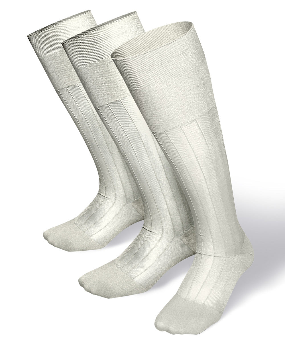 Vittorio Farina Men's Ribbed Shear Nylon Over The Calf Dress Socks - o - c - ivory - 3 - Classy Cufflinks