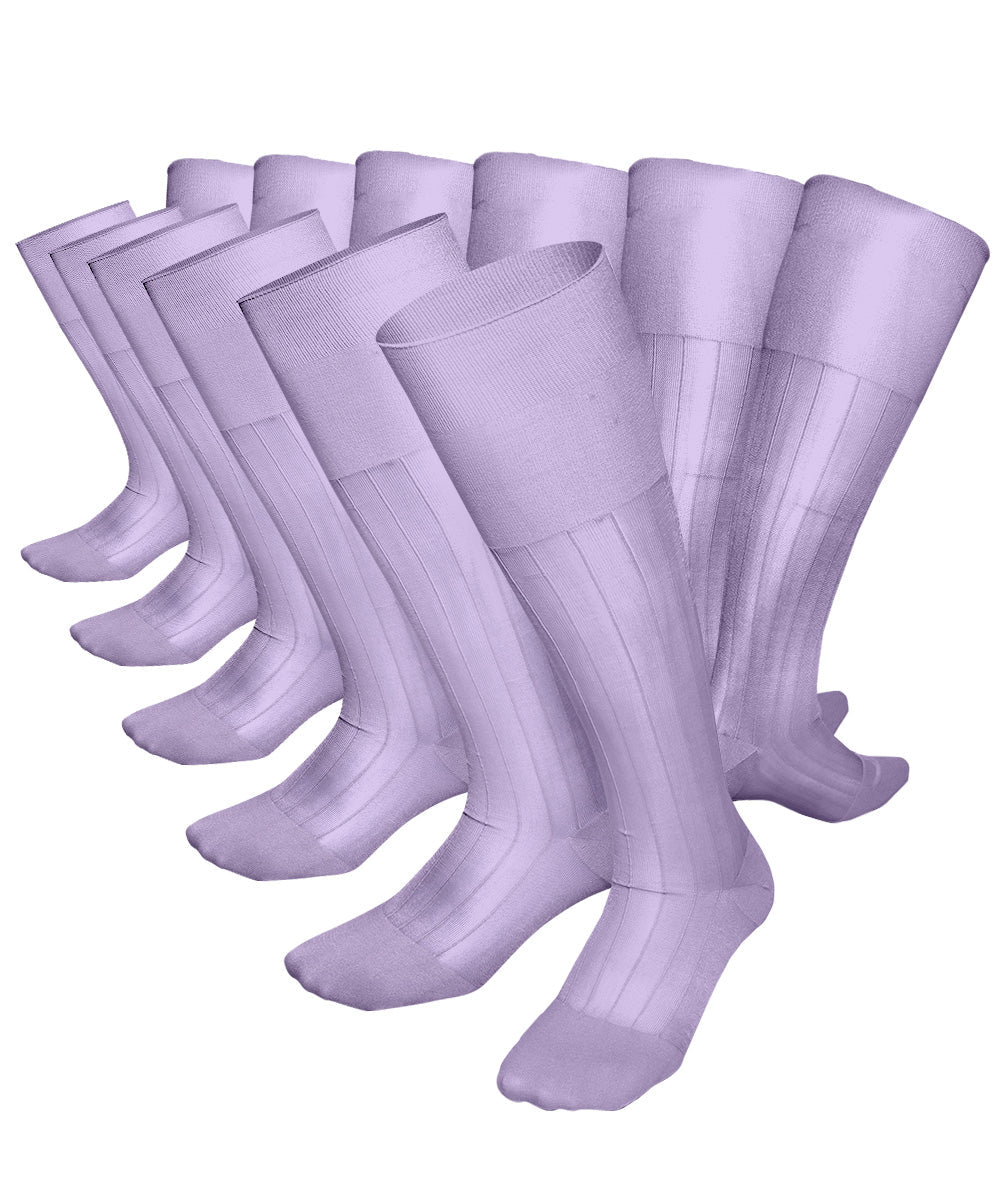 Vittorio Farina Men's Ribbed Shear Nylon Over The Calf Dress Socks - o - c - ivory - 3 - Classy Cufflinks