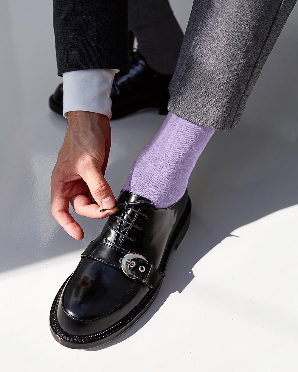 Vittorio Farina Men's Ribbed Shear Nylon Over The Calf Dress Socks - o - c - ivory - 3 - Classy Cufflinks