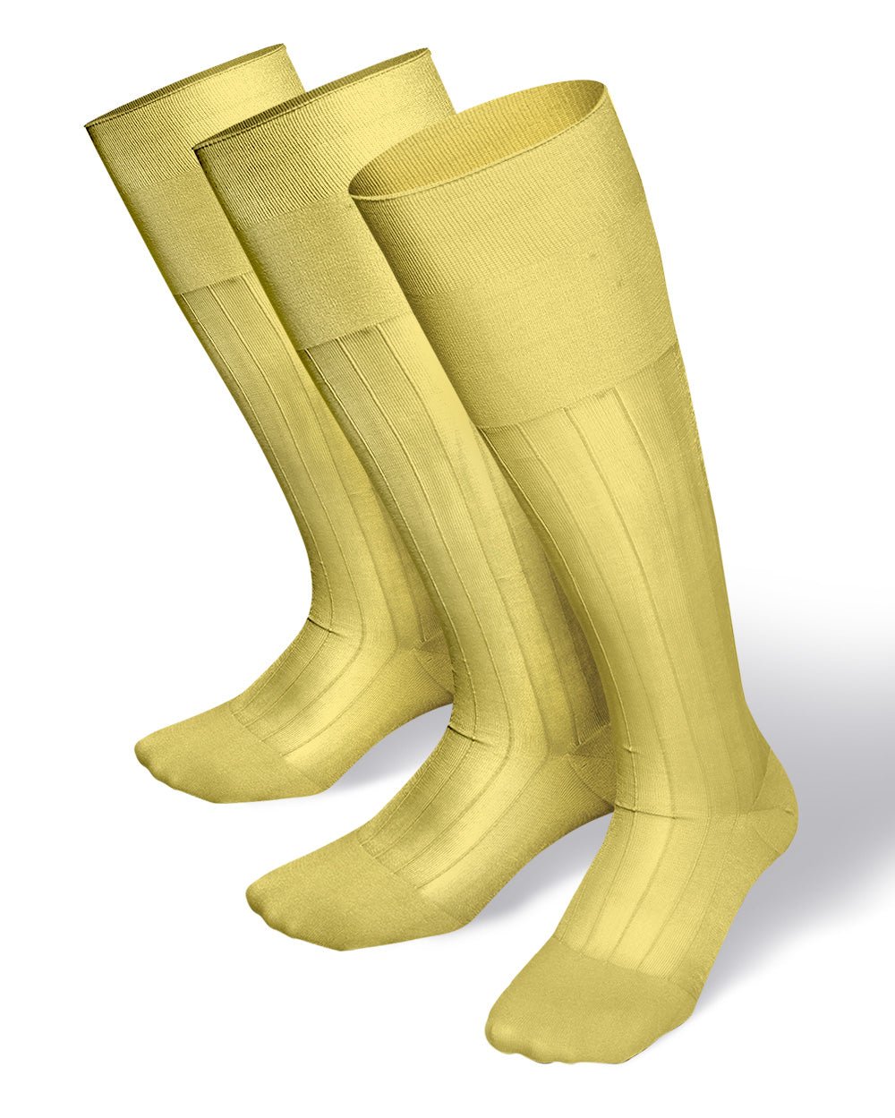 Vittorio Farina Men's Ribbed Shear Nylon Over The Calf Dress Socks - o - c - maize - 12 - Classy Cufflinks