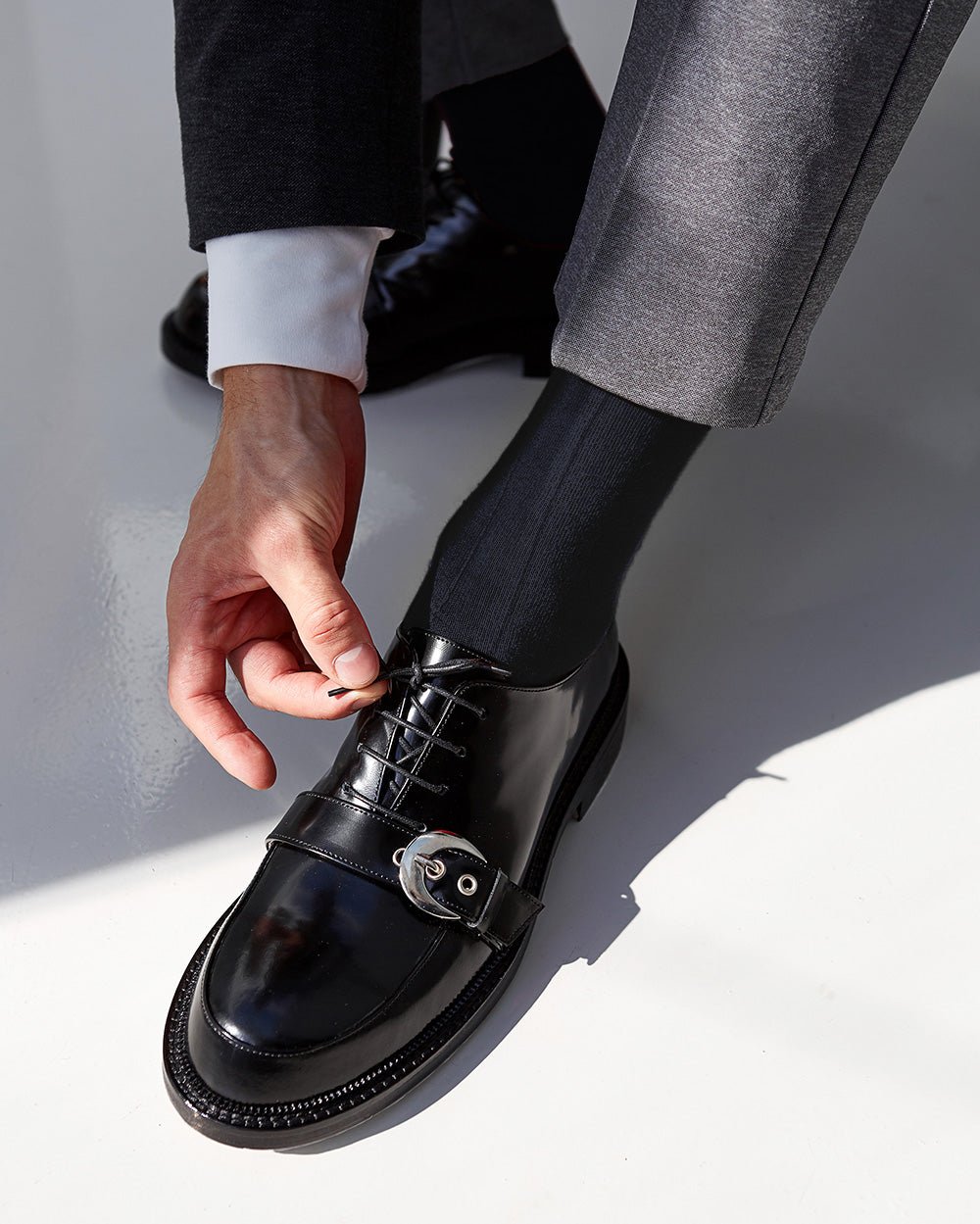 Vittorio Farina Men's Ribbed Shear Nylon Over The Calf Dress Socks - o - c - navy - 3 - Classy Cufflinks