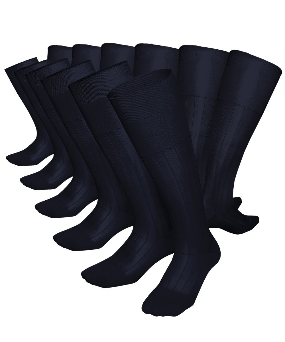 Vittorio Farina Men's Ribbed Shear Nylon Over The Calf Dress Socks - o - c - navy - 3 - Classy Cufflinks