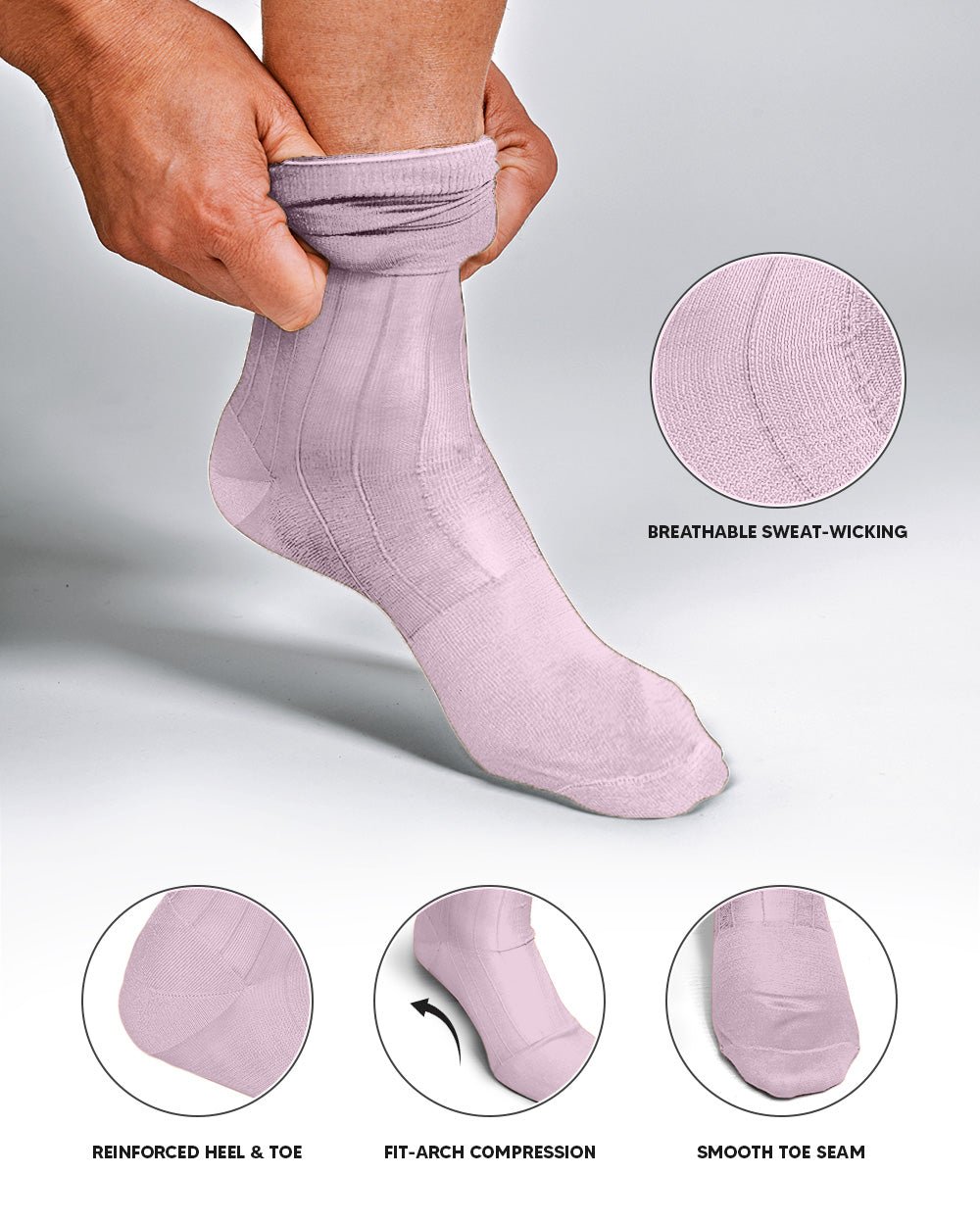 Vittorio Farina Men's Ribbed Shear Nylon Over The Calf Dress Socks - o - c - pink - 3 - Classy Cufflinks
