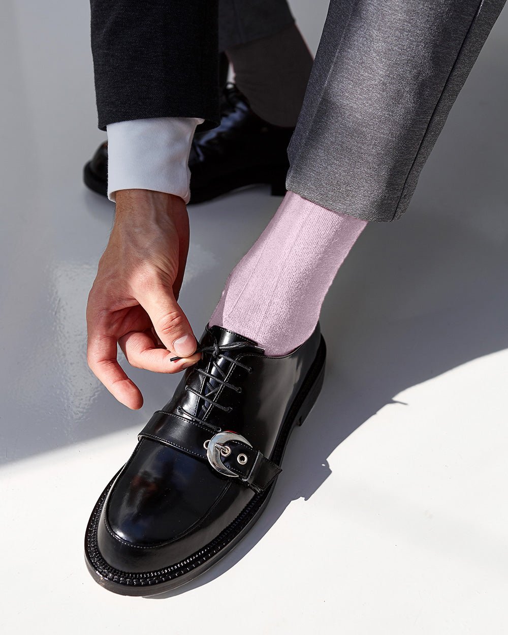 Vittorio Farina Men's Ribbed Shear Nylon Over The Calf Dress Socks - o - c - pink - 3 - Classy Cufflinks