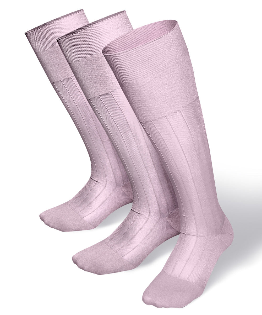 Vittorio Farina Men's Ribbed Shear Nylon Over The Calf Dress Socks - o - c - pink - 3 - Classy Cufflinks