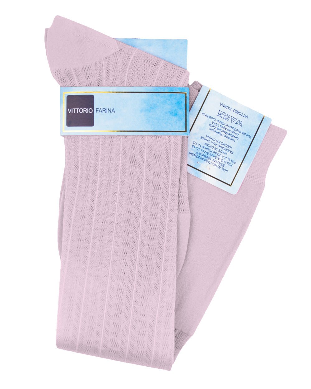 Vittorio Farina Men's Ribbed Shear Nylon Over The Calf Dress Socks - o - c - pink - 3 - Classy Cufflinks