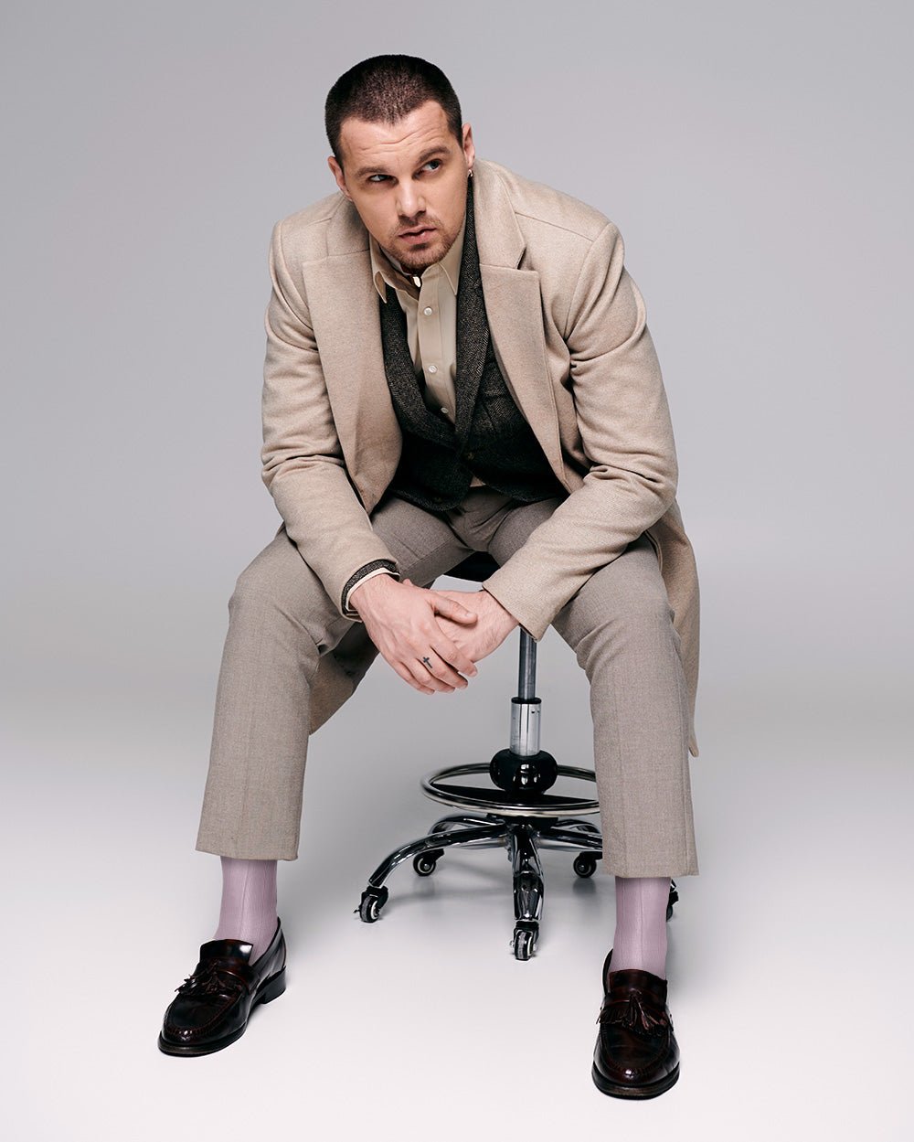 Vittorio Farina Men's Ribbed Shear Nylon Over The Calf Dress Socks - o - c - pink - 3 - Classy Cufflinks