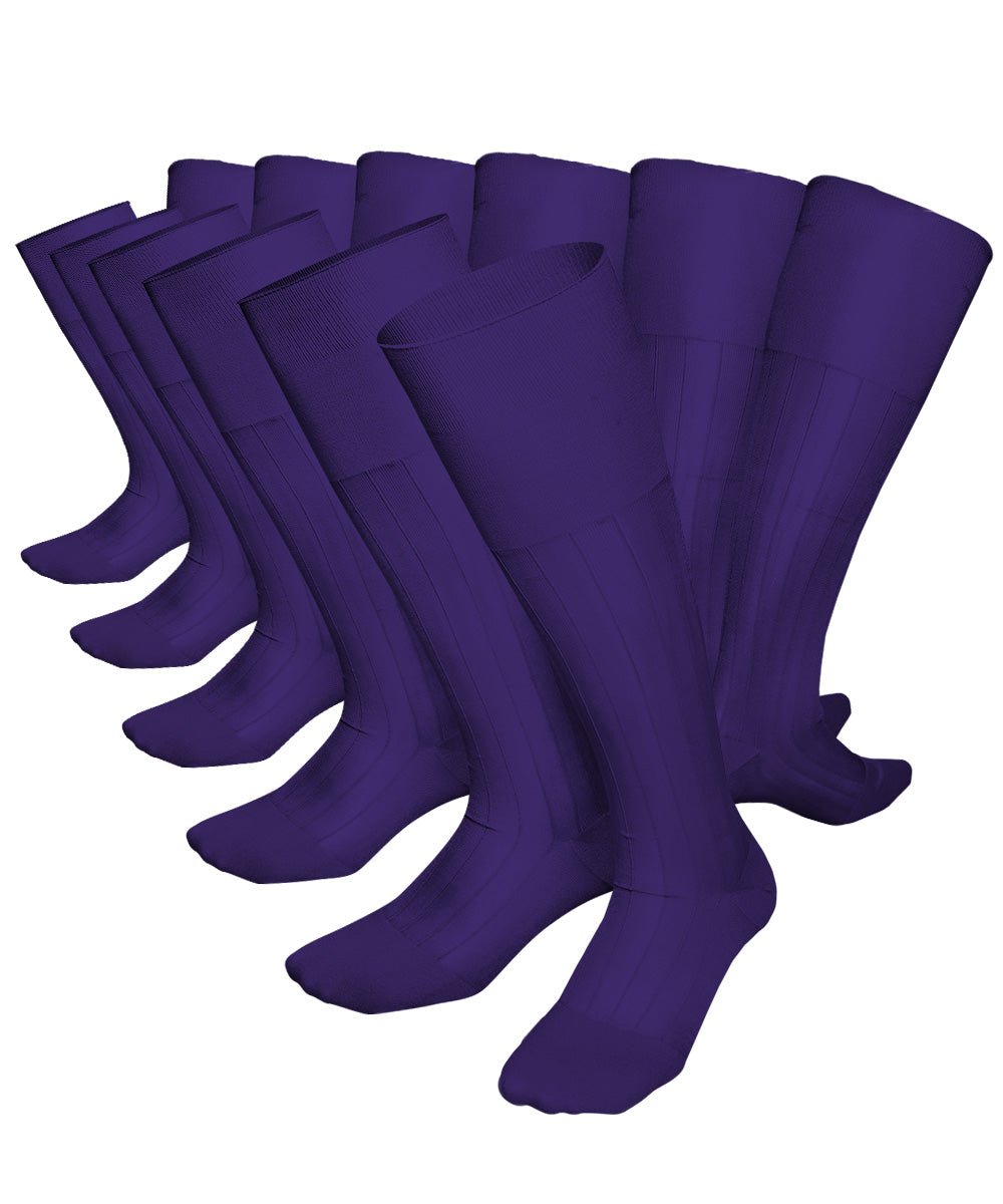 Vittorio Farina Men's Ribbed Shear Nylon Over The Calf Dress Socks - o - c - purple - 3 - Classy Cufflinks