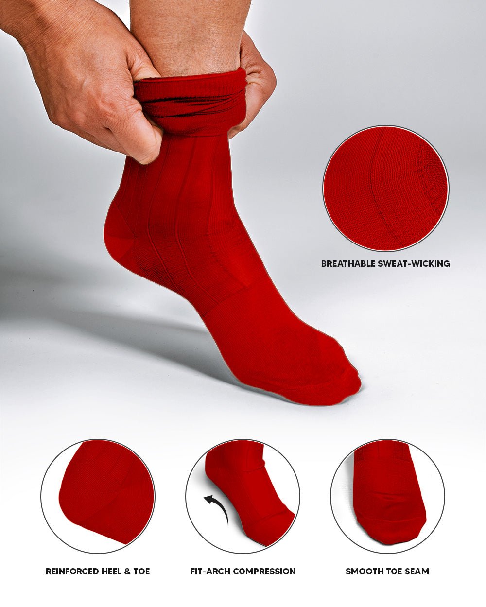 Vittorio Farina Men's Ribbed Shear Nylon Over The Calf Dress Socks - o - c - red - 3 - Classy Cufflinks