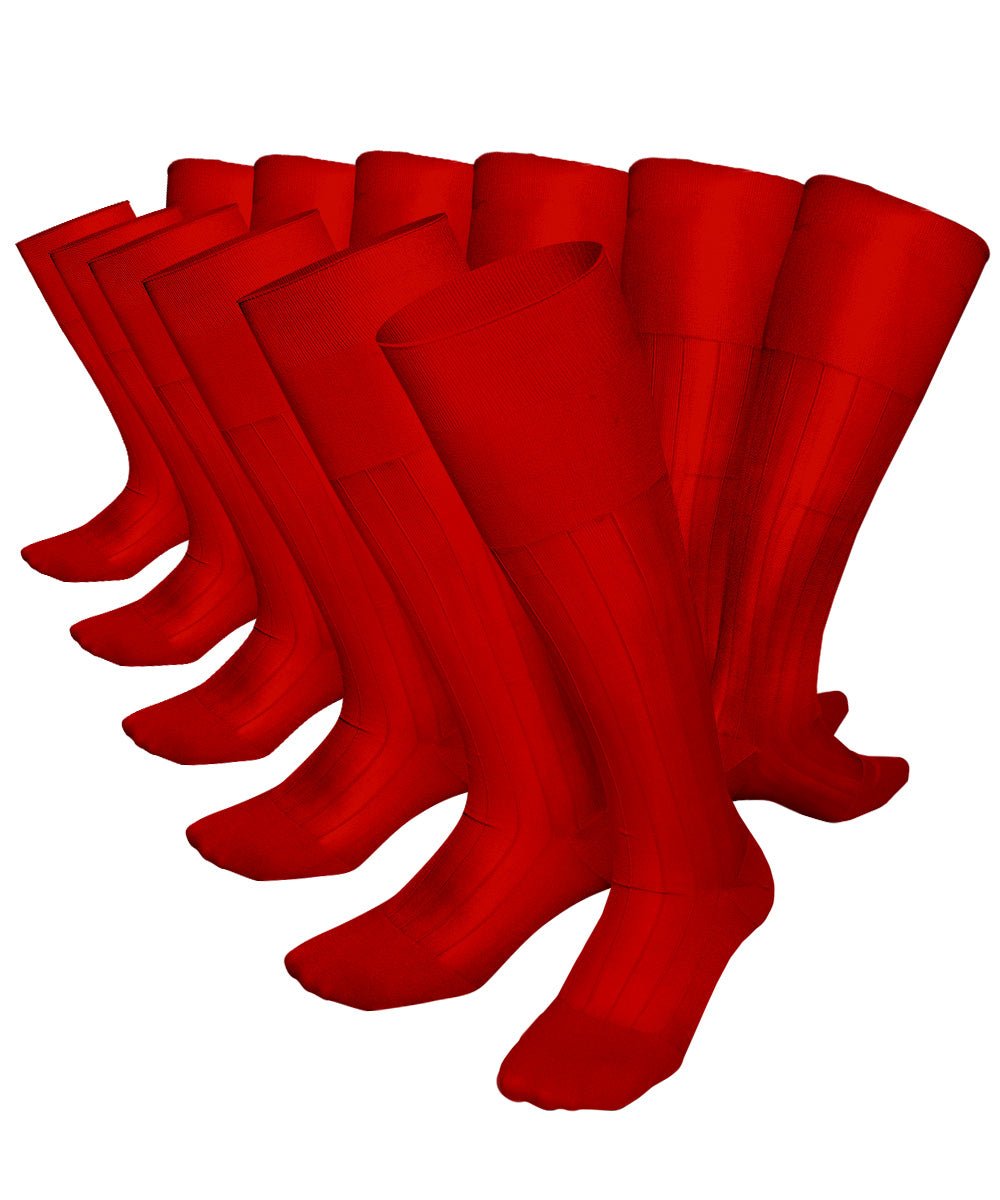 Vittorio Farina Men's Ribbed Shear Nylon Over The Calf Dress Socks - o - c - red - 3 - Classy Cufflinks