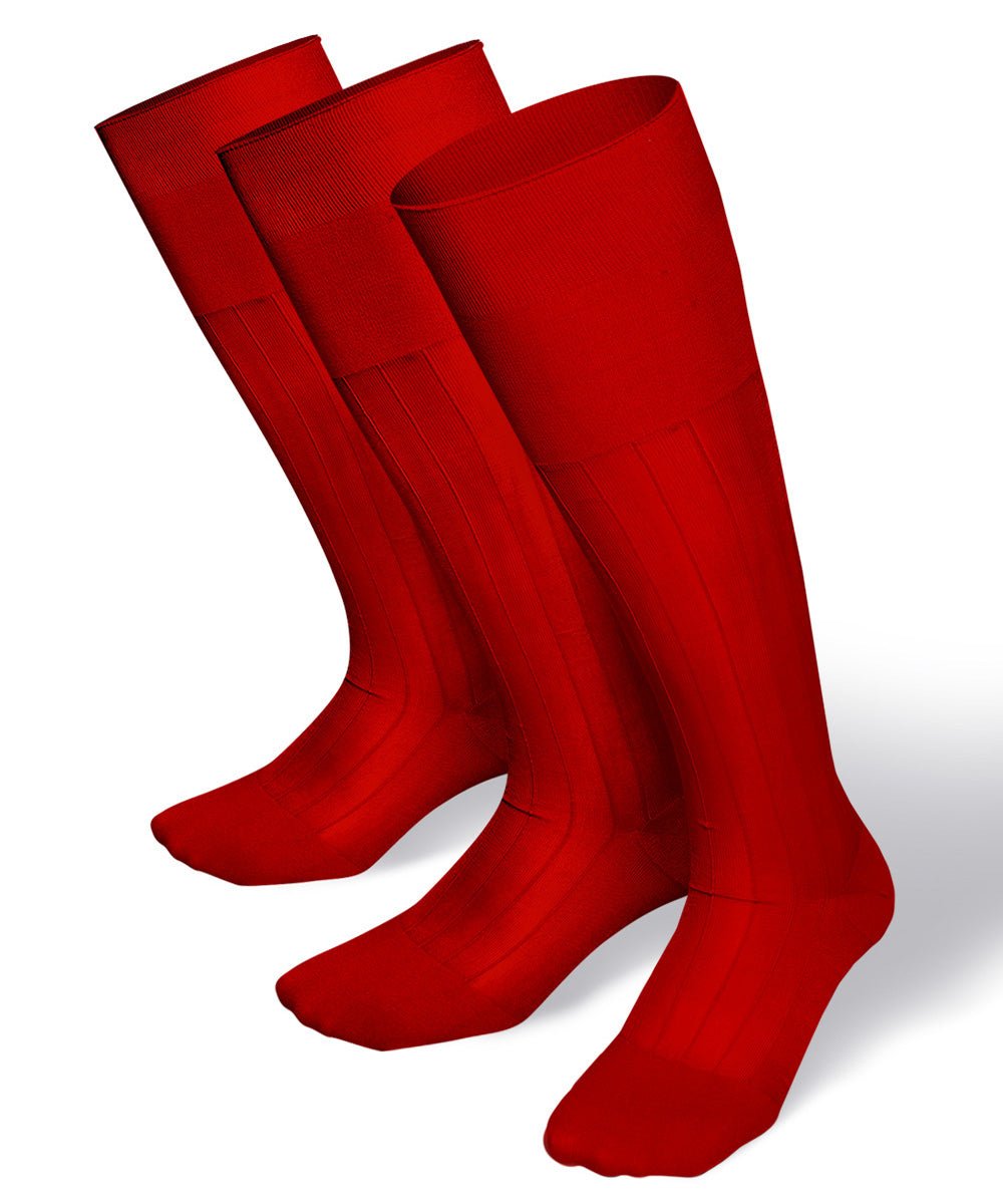 Vittorio Farina Men's Ribbed Shear Nylon Over The Calf Dress Socks - o - c - red - 3 - Classy Cufflinks