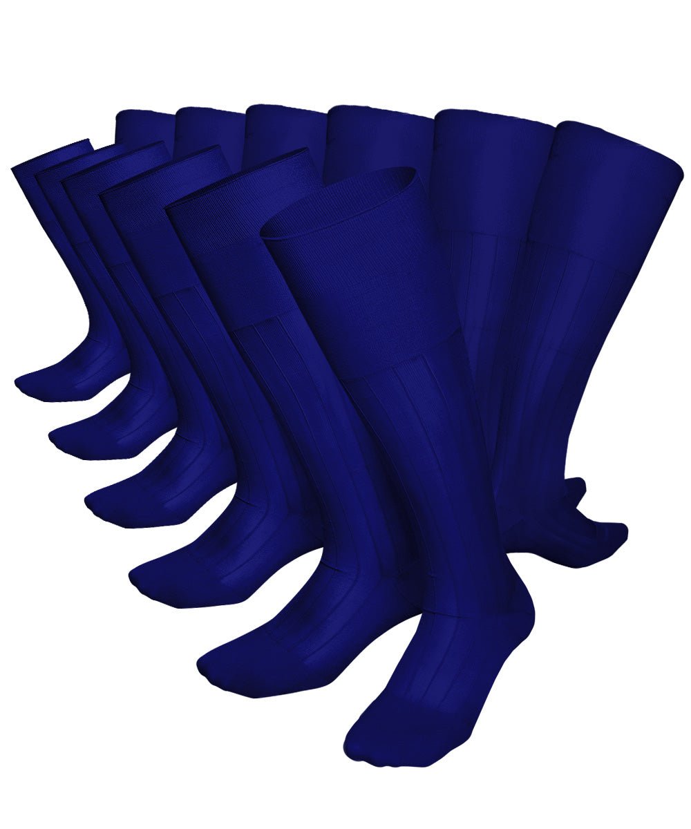 Vittorio Farina Men's Ribbed Shear Nylon Over The Calf Dress Socks - o - c - royal - 3 - Classy Cufflinks