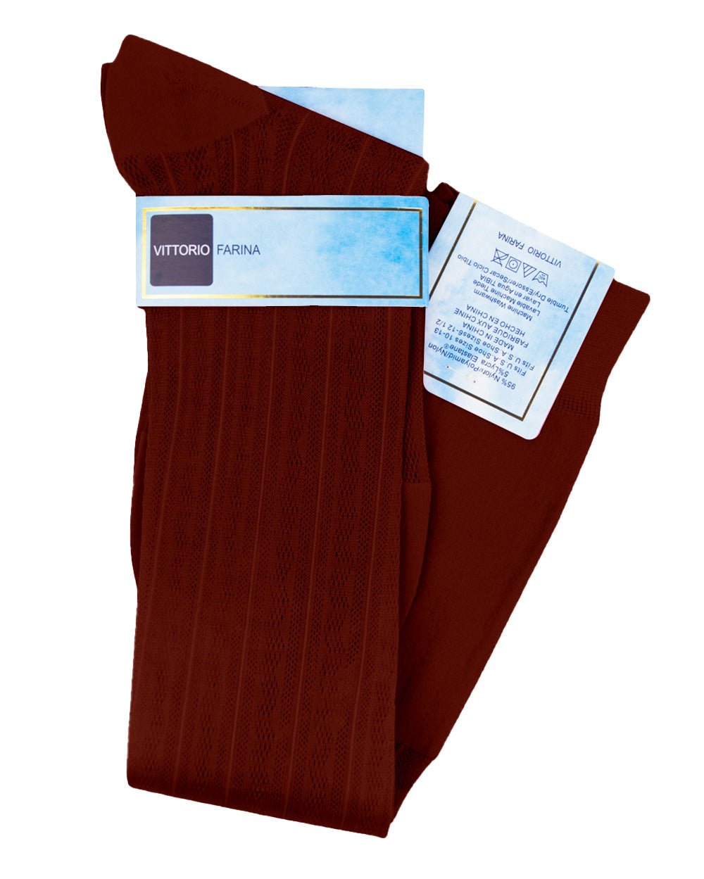 Vittorio Farina Men's Ribbed Shear Nylon Over The Calf Dress Socks - o - c - royal - 3 - Classy Cufflinks