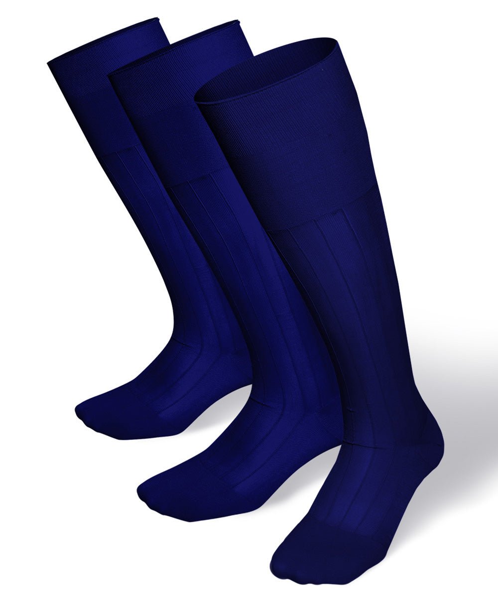 Vittorio Farina Men's Ribbed Shear Nylon Over The Calf Dress Socks - o - c - royal - 3 - Classy Cufflinks