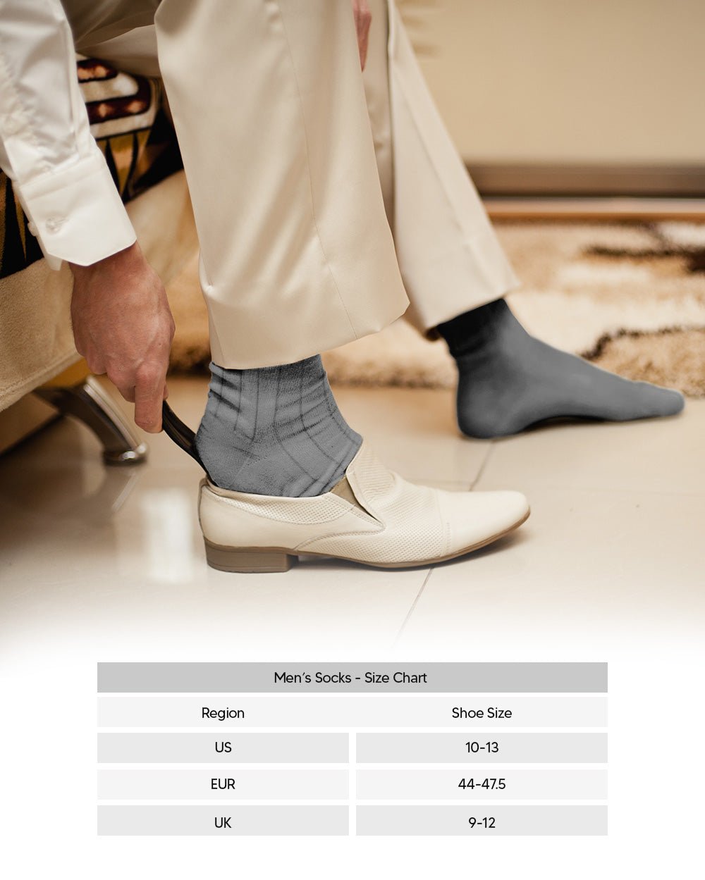 Vittorio Farina Men's Ribbed Shear Nylon Over The Calf Dress Socks - o - c - silver - grey - 12 - Classy Cufflinks