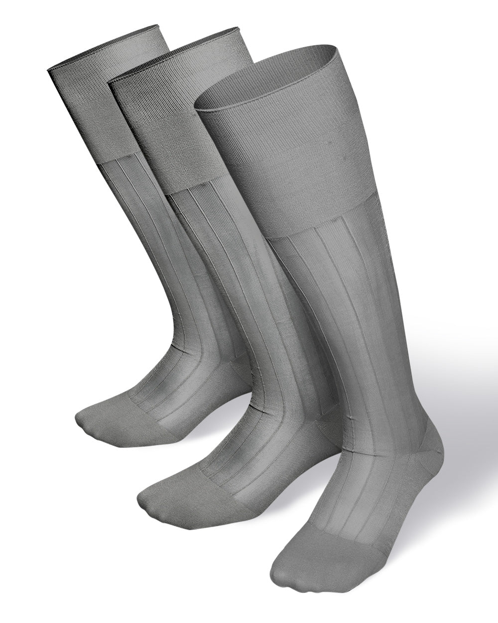 Vittorio Farina Men's Ribbed Shear Nylon Over The Calf Dress Socks - o - c - silver - grey - 12 - Classy Cufflinks