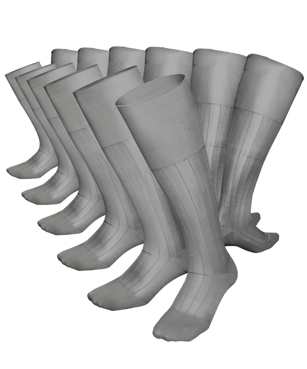 Vittorio Farina Men's Ribbed Shear Nylon Over The Calf Dress Socks - o - c - silver - grey - 3 - Classy Cufflinks